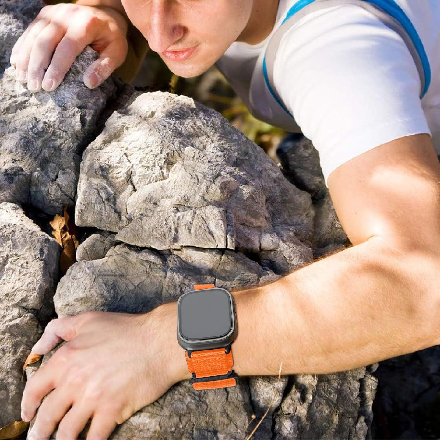 Nylon Sport Band Compatible with Watch Band 41Mm 40Mm 38Mm Men Women Nylon Outdoor Sports Velcro Strap for Watch Ultra 2 Ultra SE Series 9 8 7 6 5 4 3 2 1 - Orange