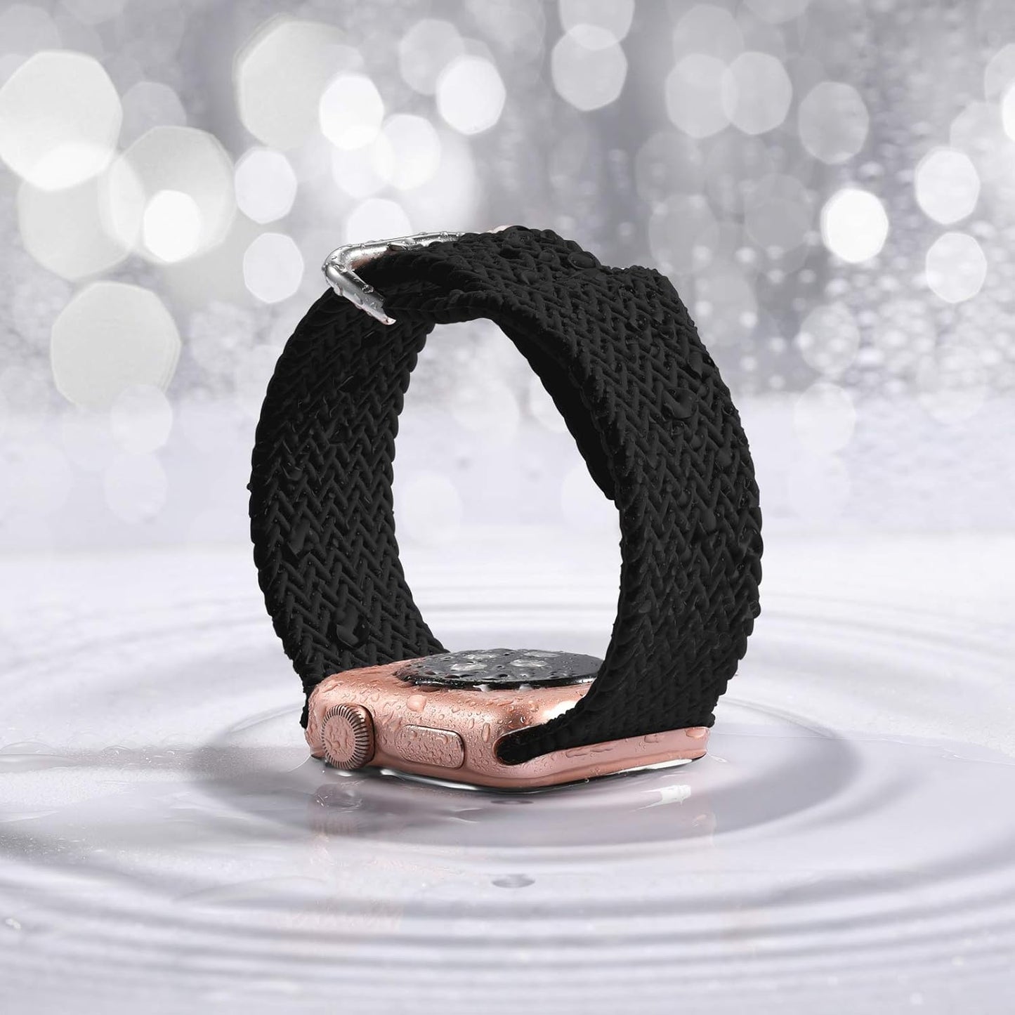 Compatible with Apple Watch Band 38Mm 40Mm Women Men Series 6, Comfortable Flexible Textured Weave Pattern Sport Wristband for Apple Watch SE Series 6 5 4 3 2 1, Black