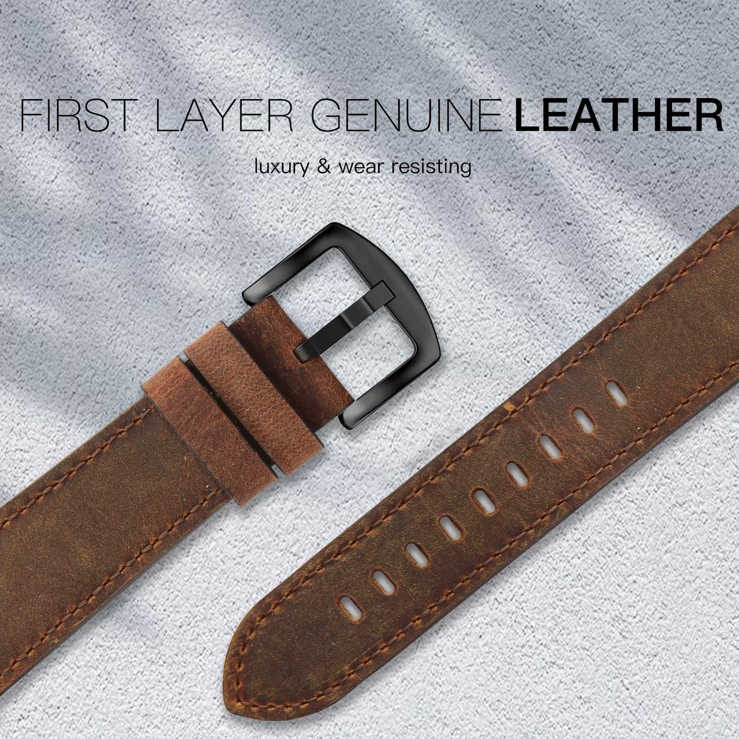 Leather Bands Compatible with Apple Watch 49Mm 46Mm 45Mm 44Mm 42Mm Band Men Women, Vintage Genuine Leather Wristband Replacement Band Compatible for Apple Watch Iwatch Series 10 9 8 7 6 5 4 3 2 1 SE2 SE