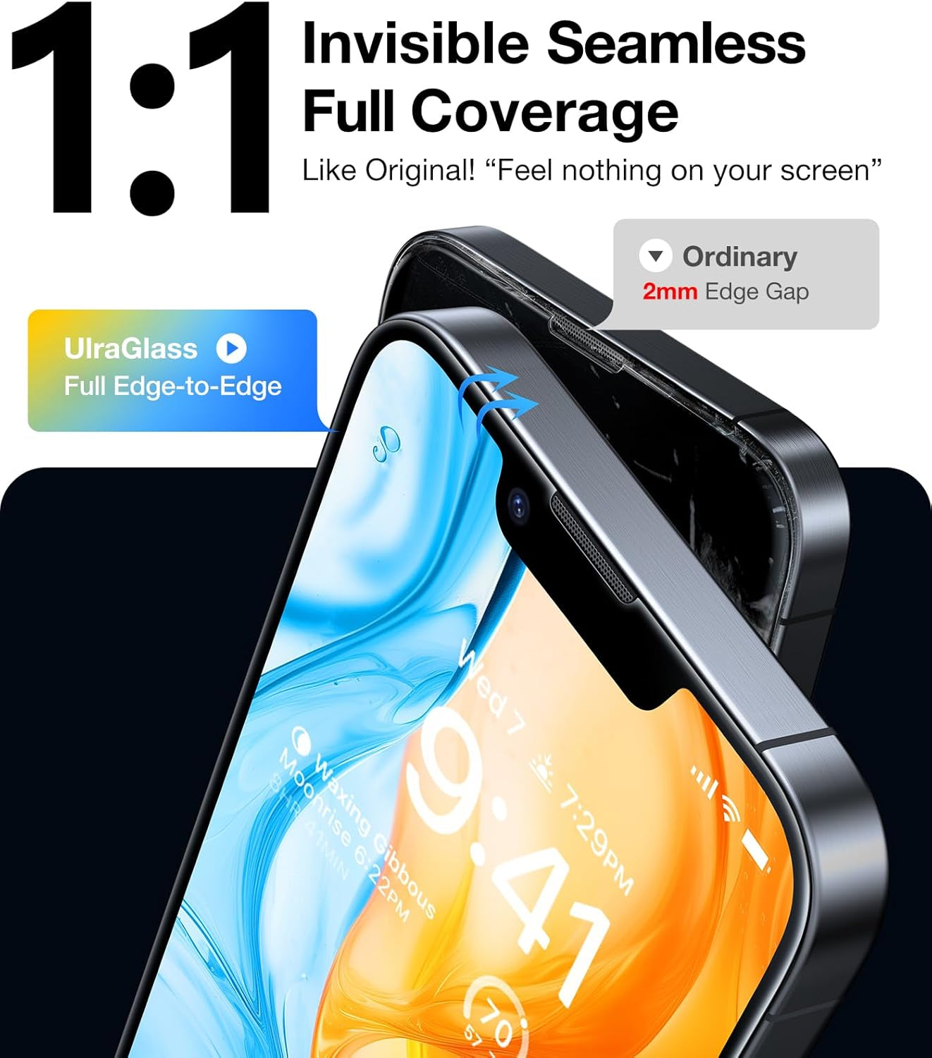 UNBREAK TOP 9H+ Glass for Iphone 16E Screen Protector (12FT Military Grade Shatterproof) Screen Protector 16E Tempered Glass (Longest Durable) Full Edge Coverage 6.1" 2 Pack