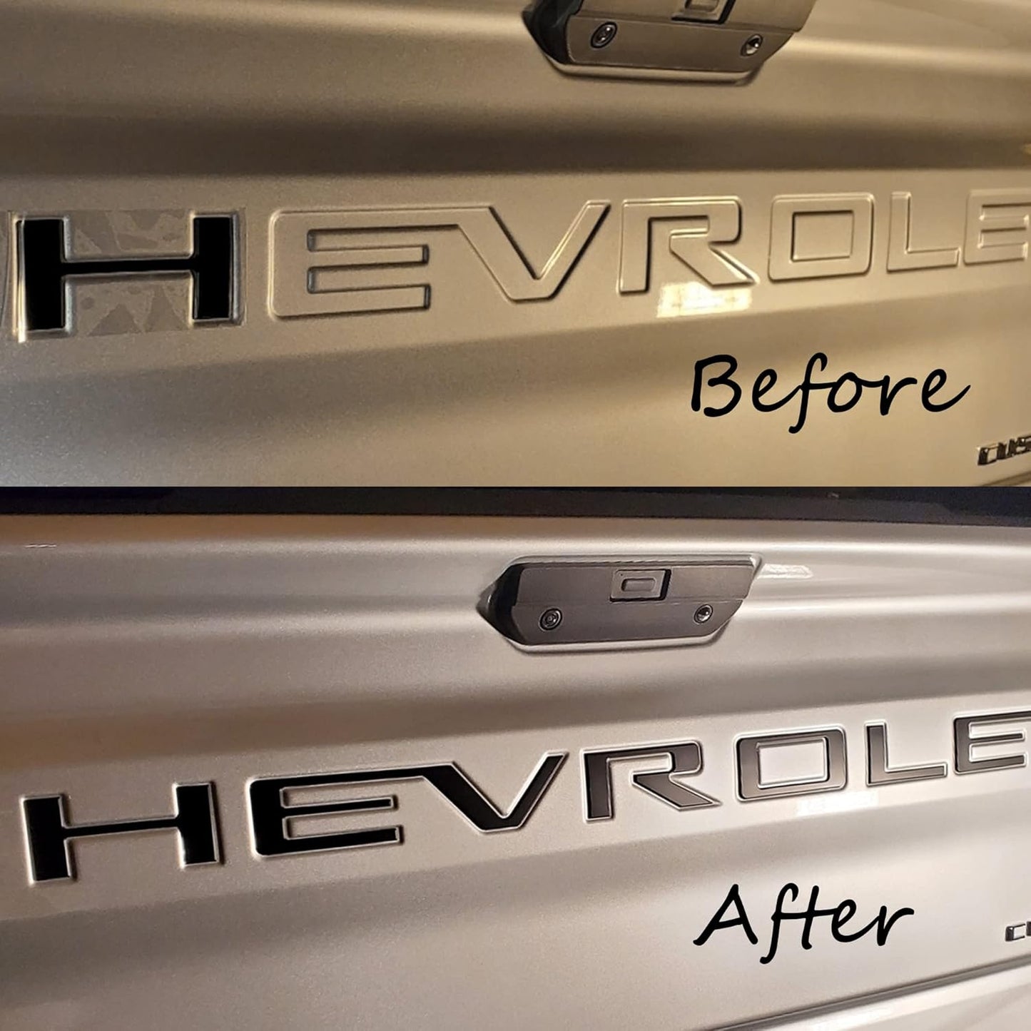 Tailgate Insert Letters Compatible with 2019 2020 2021 2022 2023 2024 Chevy Silverado 3D Emblems Badge with Strong 3-M Adhesive Matte Black Xflh