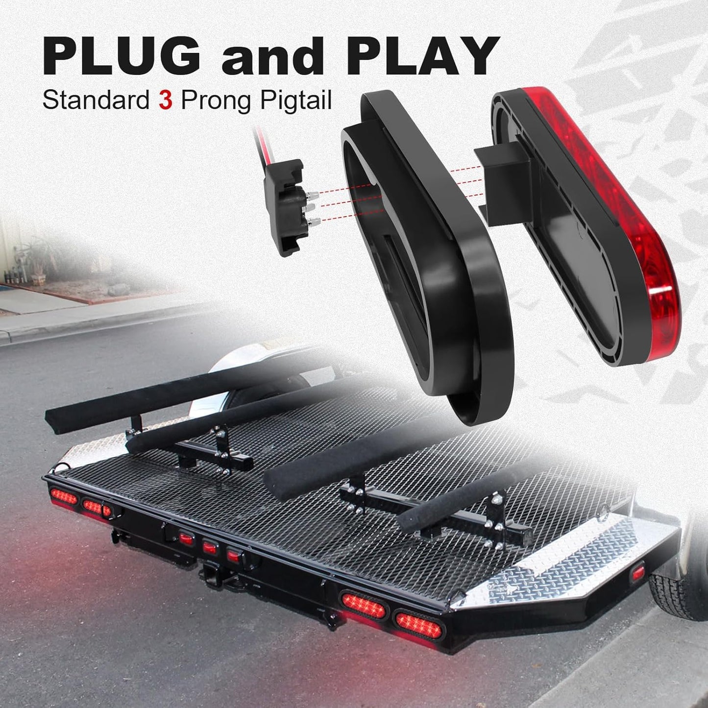 6 Inch Oval LED Trailer Lights, Red Trailer Light Kit with Rubber Grommet, 12V Waterproof Tail Light for Utility Truck Flatbed Tractor RV Boat Running Brake Stop Turn Signal, DOT Compliant TRUCK DRIVER