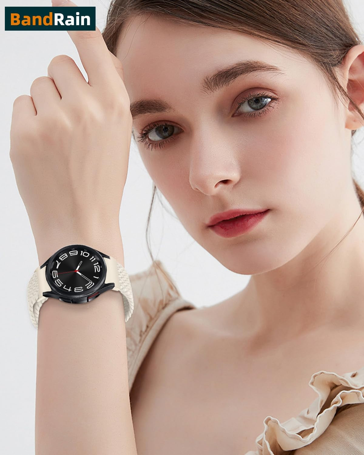 One Click No Gap Braided Bands Compatible with Samsung Galaxy Watch 7 6 4 5 FE Band 40Mm 44Mm/Galaxy Watch 6 4 Classic 47Mm 43Mm 42Mm 46Mm/Watch 5 Pro 45Mm, 20Mm Elastic Nylon Sport Straps Men Women