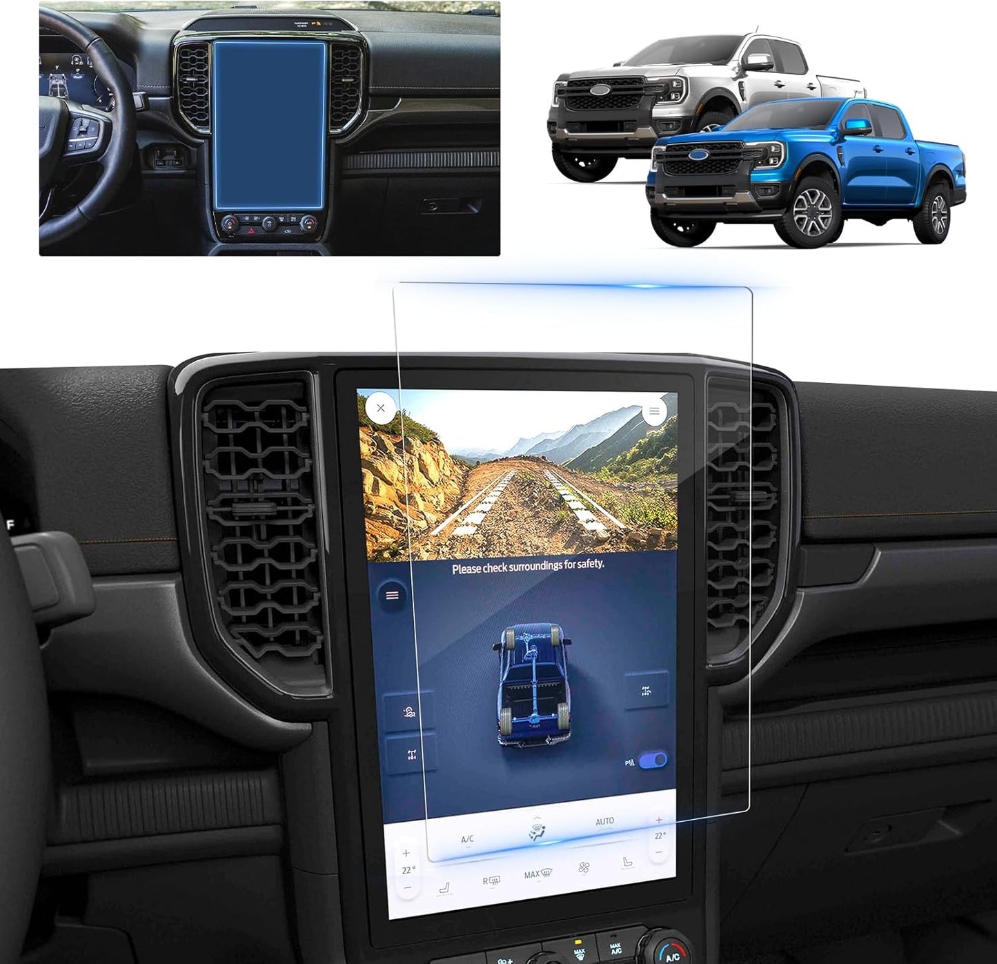 2024 F150 Lightning Screen Protector for 2022-2024 Ford F-150 Lightning Platinum/Lariat/Flash SYNC 4A 15.5In Electric Truck Accessories Tempered Glass Protective Film TRUCK DRIVER