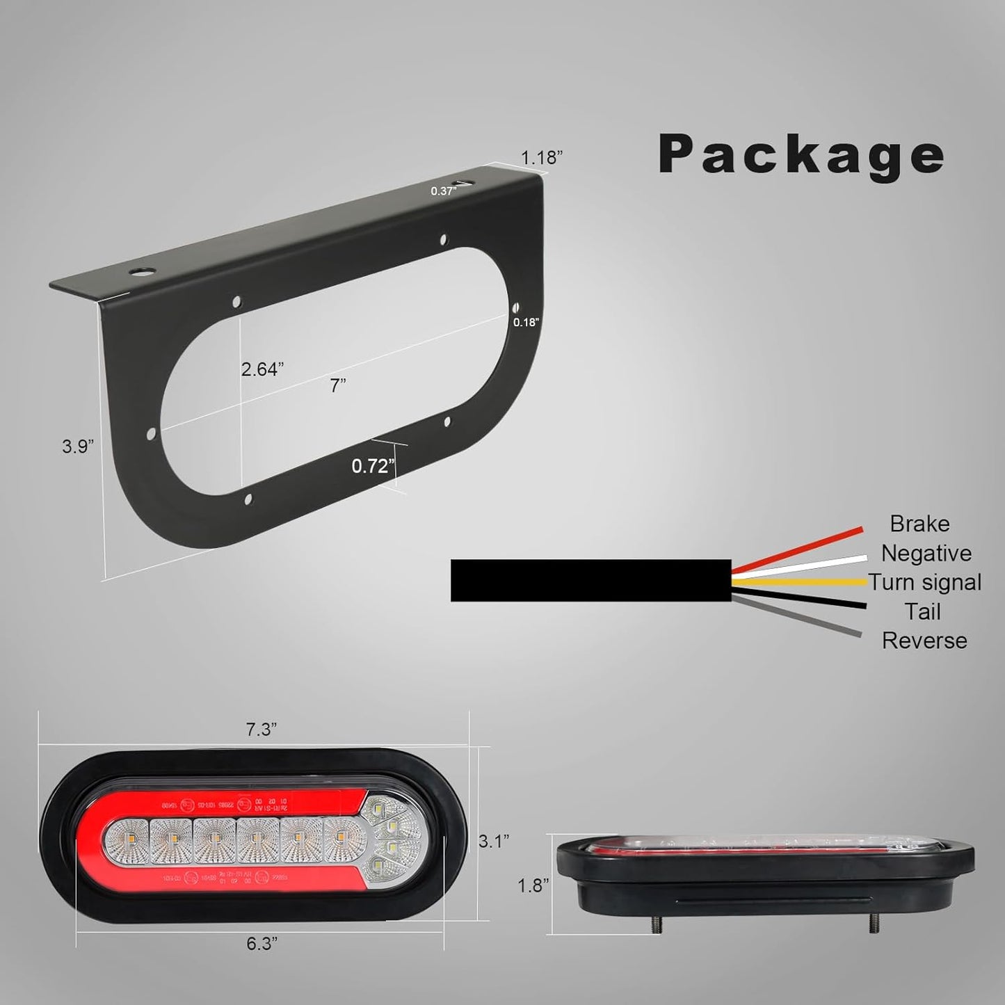 Trailer Lights with Bracket, Oval LED Trailer Lights with Sequential Turn Signal, Tail, Brake, Reverse, Submersible Boat Trailer Light Kit for Trucks, Tractor, Utility Trailer, RV, Caravan TRUCK DRIVER