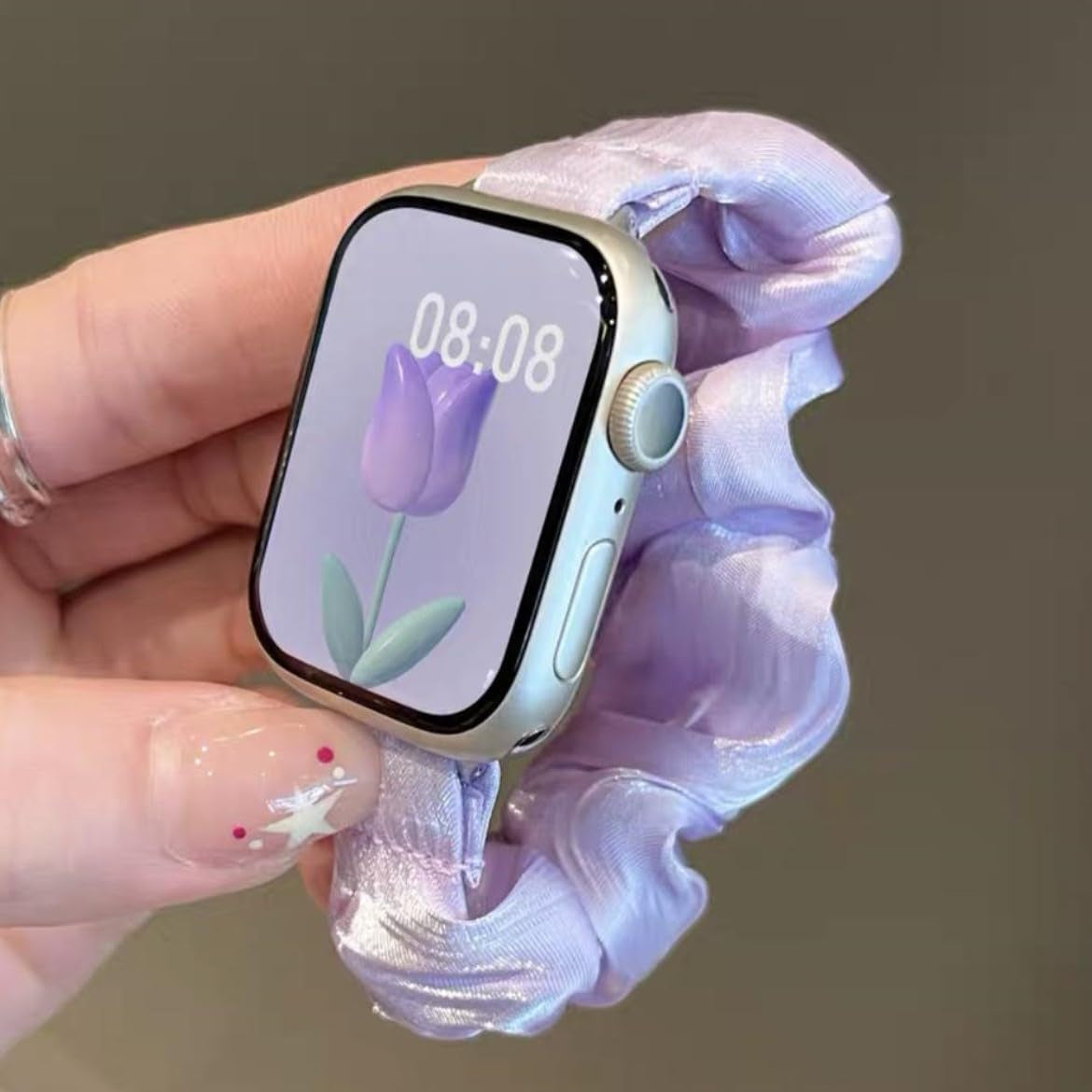 Scrunchie Apple Watch Band for Women Compatible with Apple Watch Series 9 Ultra 8 7 6 5 4 3 2 1 SE, Stretchy Cute Replacement Wristband for Smart Watch Bands 38Mm 40Mm 41Mm 42Mm 44Mm 45Mm 49Mm