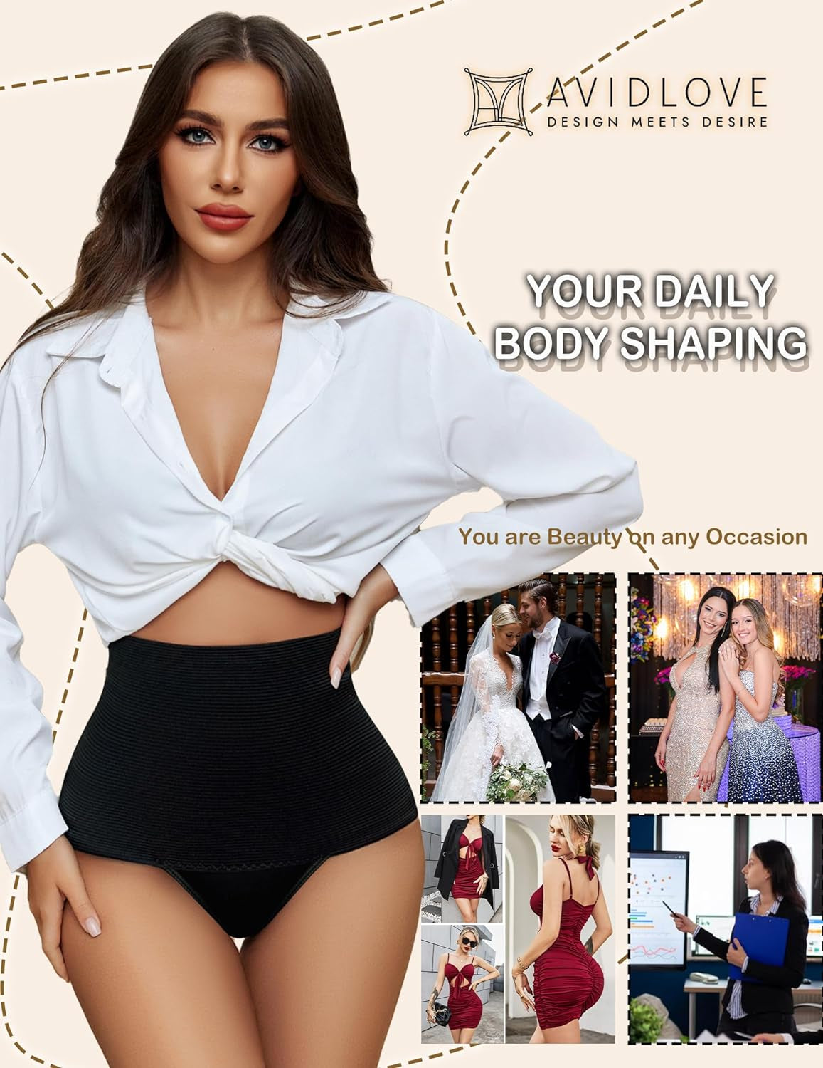 Women'S Shapewear Tummy Control Thong Mid Waist Lightweight Shaping Underwear Panty Girdle Body Shaper Brief