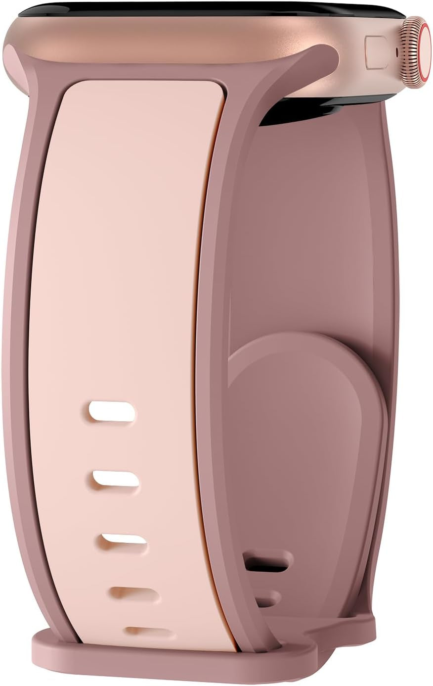 Two-Toned Dual Color Bands Compatible with Apple Watch 38Mm 40Mm 41Mm 42Mm 44Mm 45Mm 49Mm, Replacement Soft Silicone Sport Strap for Iwatch Series 9/8/7/6/5/4/3/2/1 Ultra/Ultra 2 SE Women Men