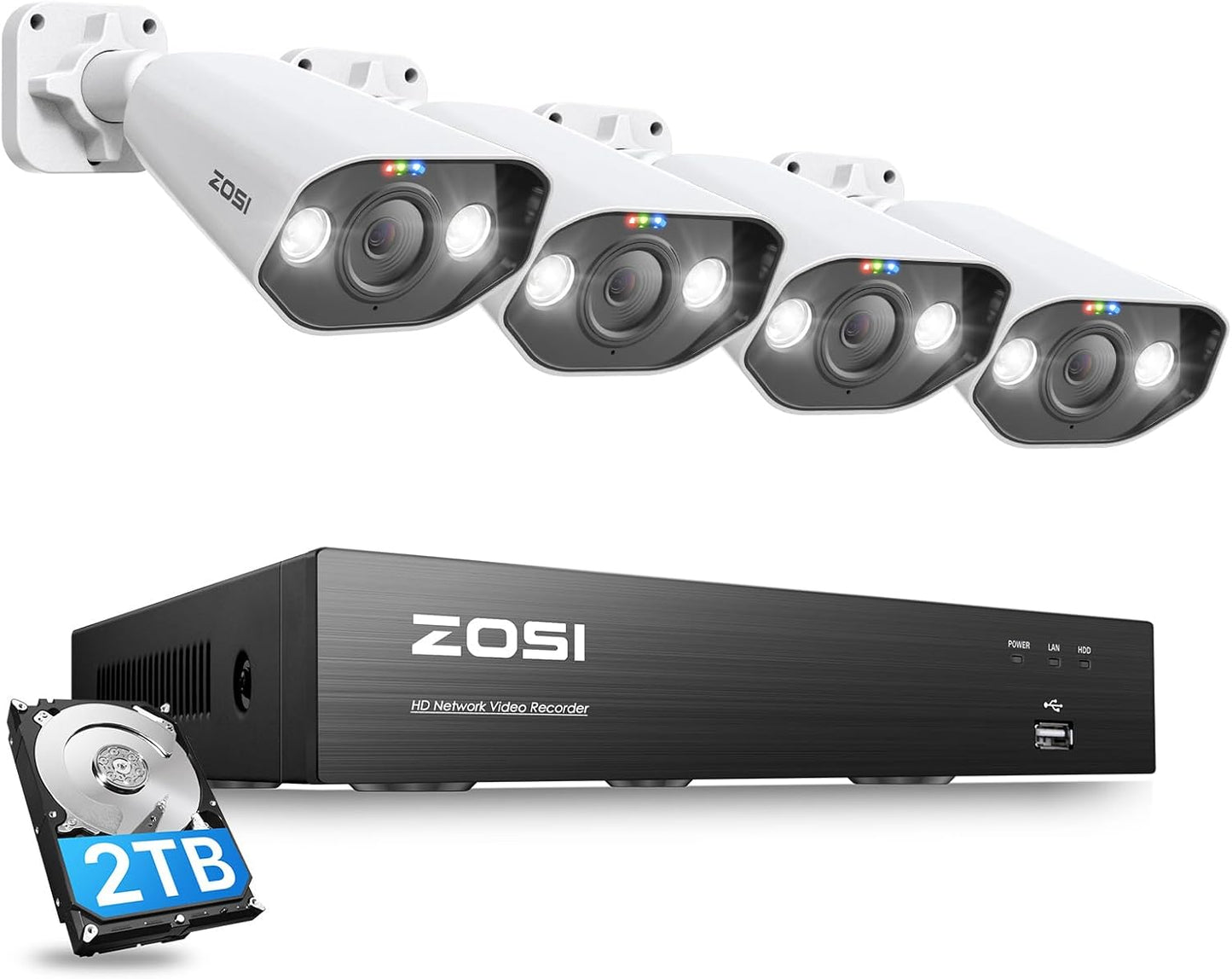 24CH 4K Spotlight Poe Security Camera System with Face/Person/Vehicle Detection,8Pcs 4K Outdoor IP Cameras,2 Way Talk,Night Vision,16 Port 24CH 8MP Dual-Disk NVR with 4TB HDD for 24/7 Recording TRUCK DRIVER
