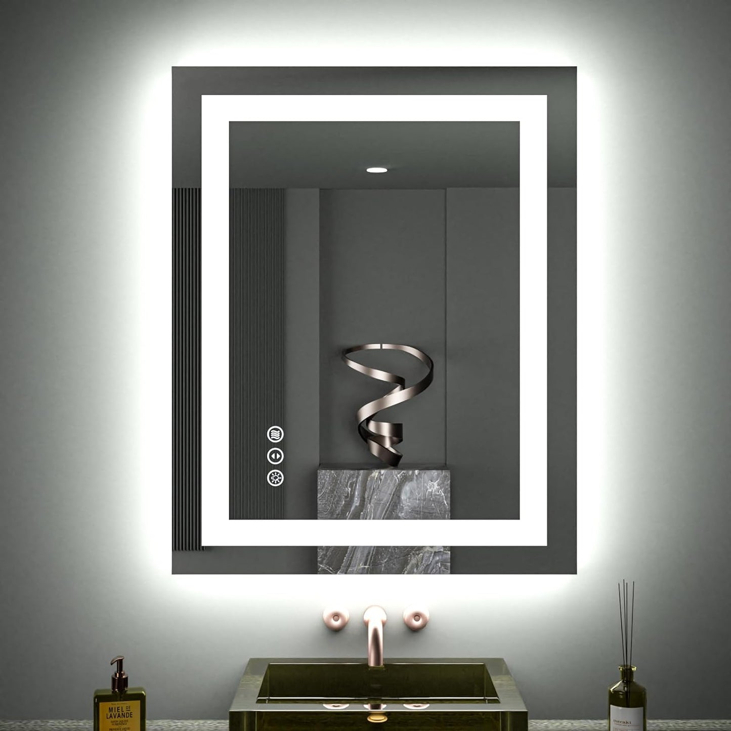 60”X30“ RGB LED Bathroom Mirror with Lights for Bathroom, Anti-Fog, Dimmable,Multiple Light Modes, RGB Backlit + Front Light, Memory Function, Tempered Glass
