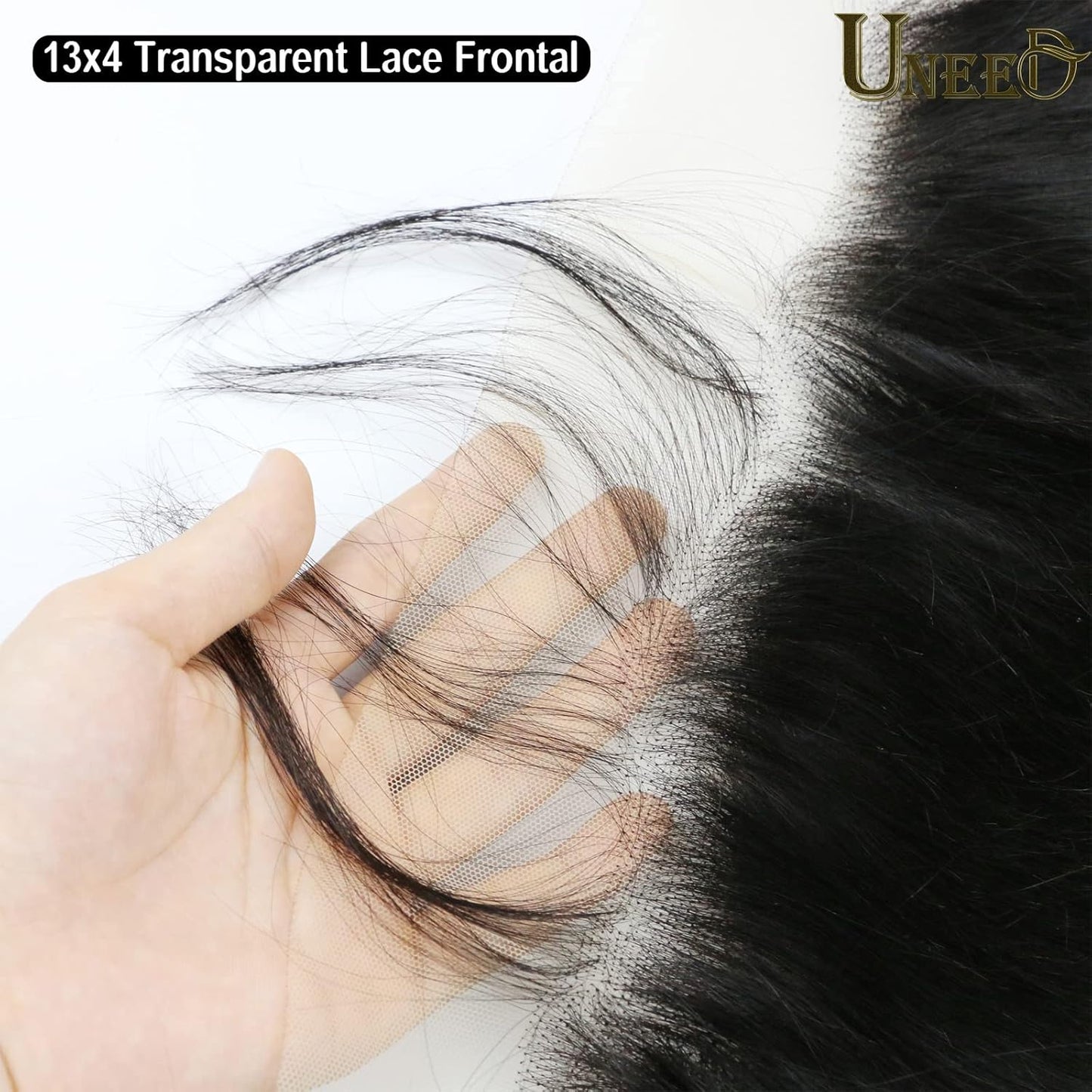 13X4 Frontal HD Lace Frontal 16 Inch Straight Frontal Human Hair Transparent HD Frontal Closure 150% Density Natural Hairline Pre Plucked with Baby Hair Black Color