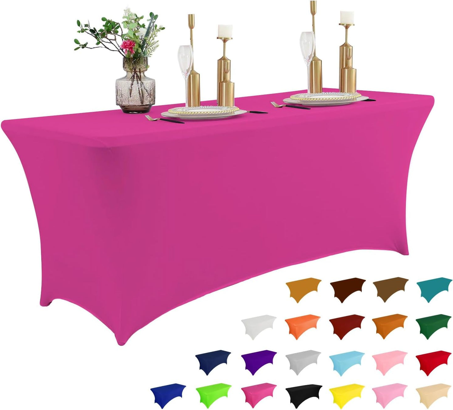 2 Pack 6FT Table Cloth for Rectangular Fitted Events Stretch Black Table Covers Washable Table Cover Spandex Tablecloth Table Protector for Party, Wedding, Cocktail, Banquet, Festival