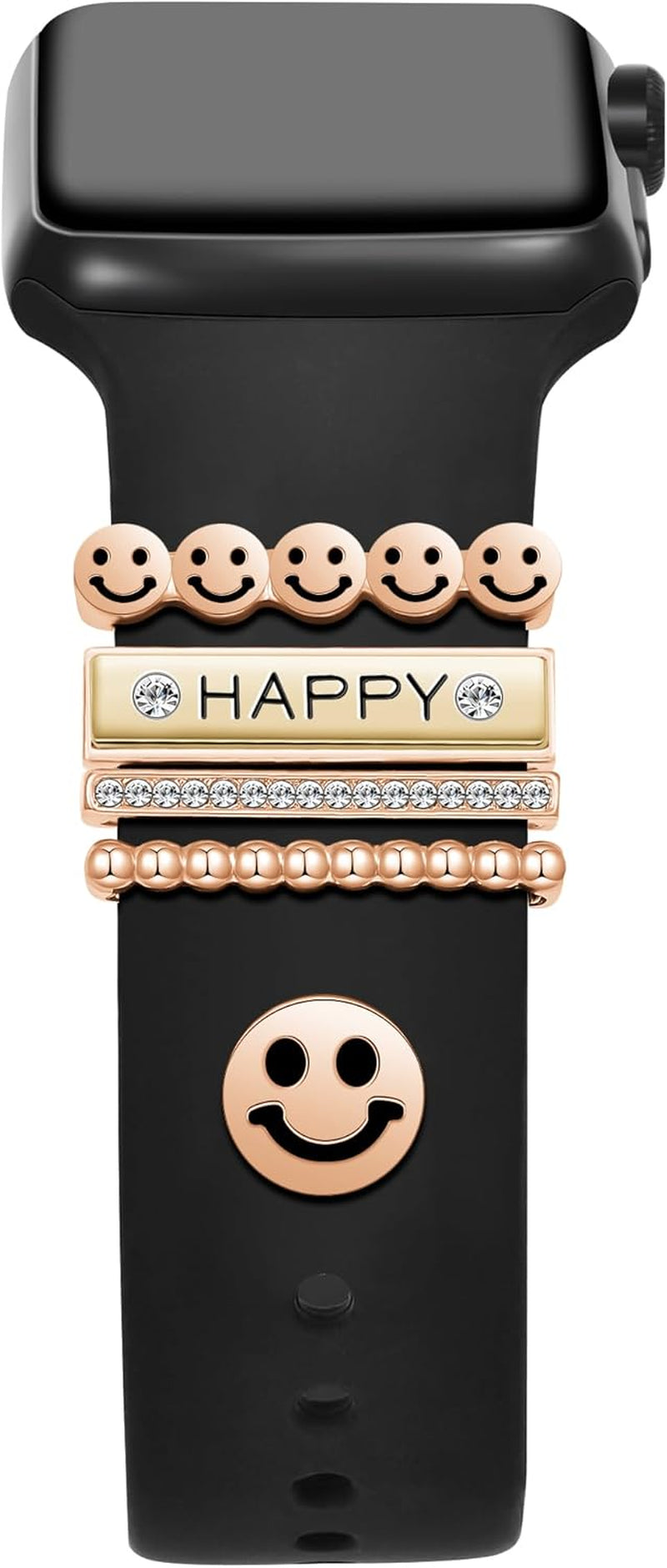 5Pcs Rhinestone Watch Strap Charms Watchband Ring Loops Watch Band Decor Studs Decorative Charm for Apple Iwatch Silicone Sport Band Smart Watch Silicone Watch Band Decoration Accessories (No Band)
