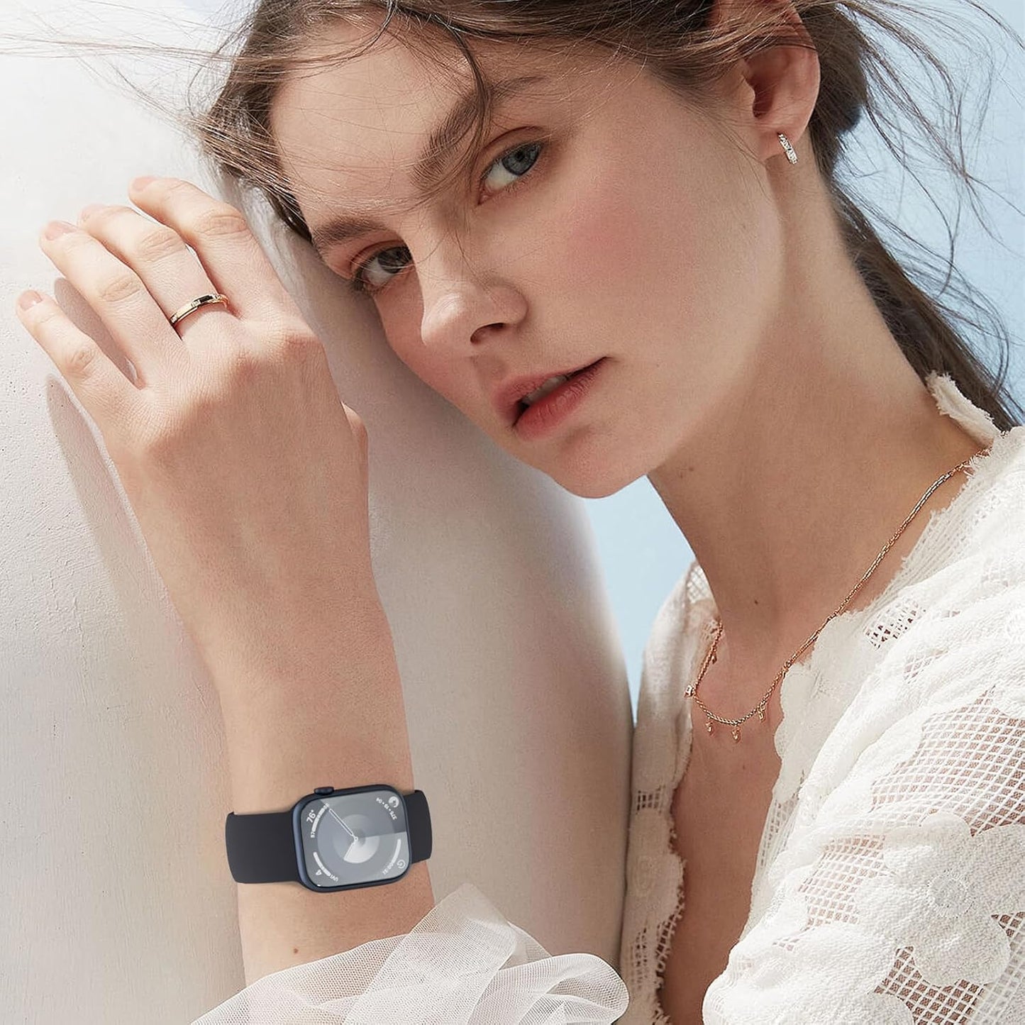 Extra Widened Silicone Bands Compatible with Apple Watch 38Mm 40Mm 41Mm 42Mm 44Mm 45Mm 49Mm, Replacement Soft Sport Strap Wristbands for Iwatch Series 9/8/7/6/5/4/3/2/1 Ultra SE Women Men, Midnght
