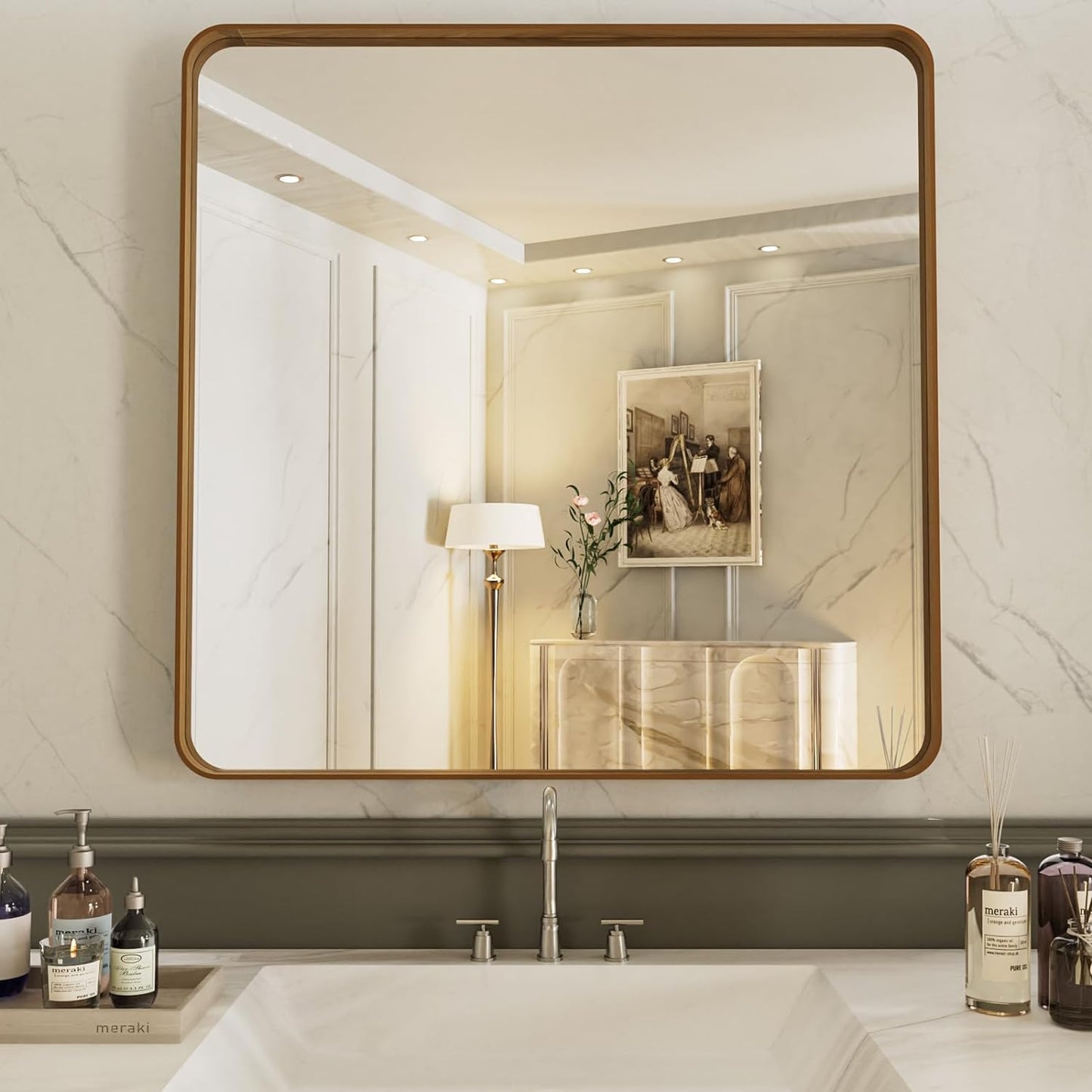 50X30 Inch Black Metal Framed Bathroom Mirror for Wall, Matte Black Bathroom Vanity Mirror Farmhouse, Large Rounded Rectangle Mirror, Anti-Rust, Tempered Glass, Hangs Horizontally or Vertically