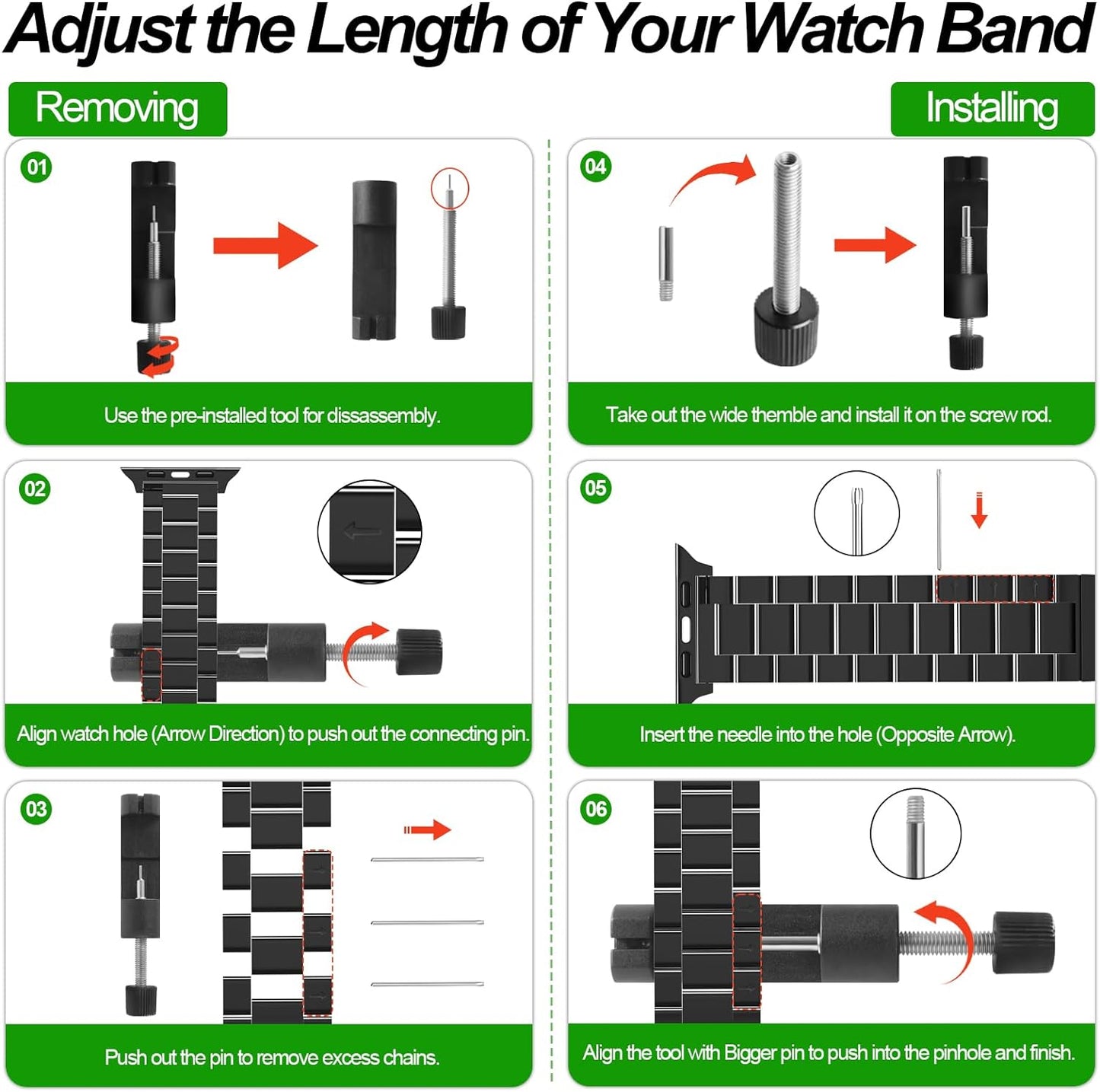 2-Pack Compatible for Apple Watch Band 49Mm 45Mm 44Mm 42Mm, Rugged Stainless Steel Replacement Strap Metal Bands for Iwatch Ultra 2/1 Series 9/8/7/6/5/4/3/2/1/SE/SE2 Women Men(Black+Silver)