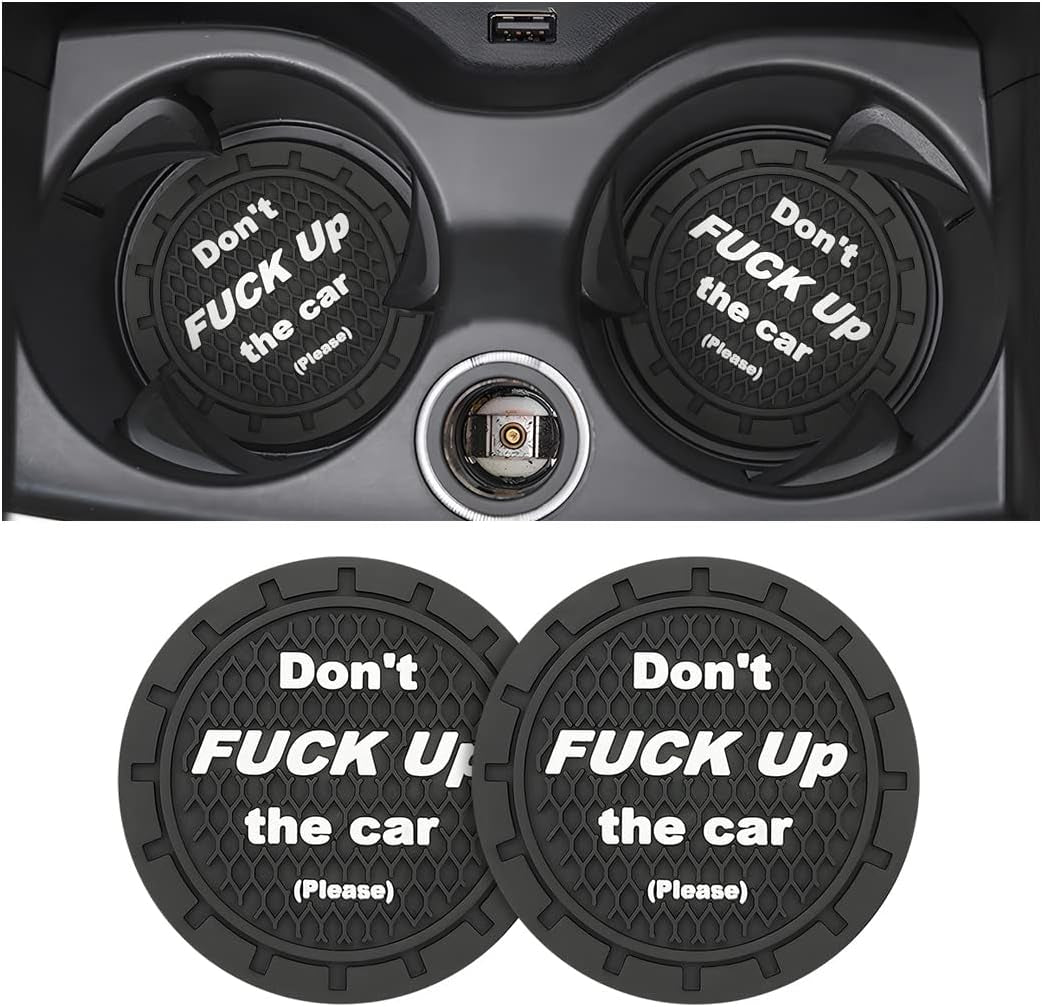 2 Pack Car Cup Holder Coasters, 2.75 Inch Non-Slip PVC Insert Cup Coaster, Anti-Scratch Auto Cup Mats for Women Men, Vehicle Interior Accessories Universal for Car, SUV, Truck (D Blue/2Pcs) TRUCK DRIVER