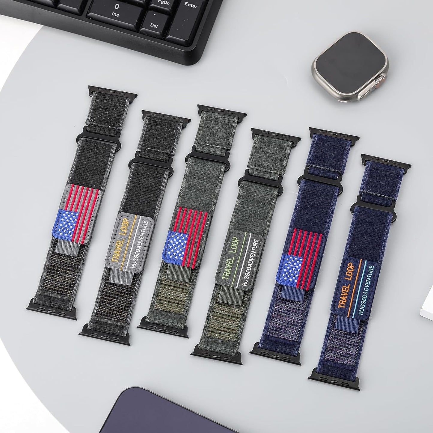 Trail Loop Nylon Band - Compatible with Apple Watch Ultra 2 Band 49Mm 46Mm 45Mm 44Mm 42Mm 41Mm 40Mm 38Mm Men Women,Rugged Braided Elastic Weave Sport Strap for Iwatch Ultra Series 10/9/8/7/6/SE/5/4/3