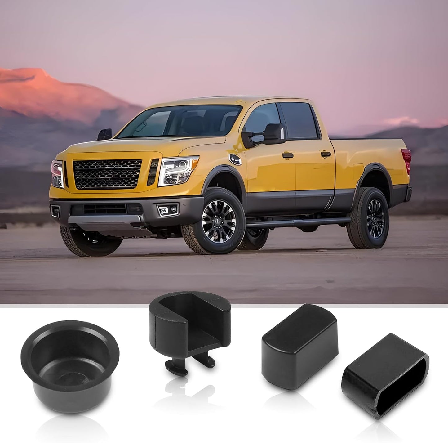 4 PCS Car Tailgate Hinge Pivot Bushing Kit, ABS 3 Specs Backsplash Insert for Left and Right Bed and Door Sides, Direct Replacement Accessory, Compatible with Dodge Ram Ford F-Series (Black)