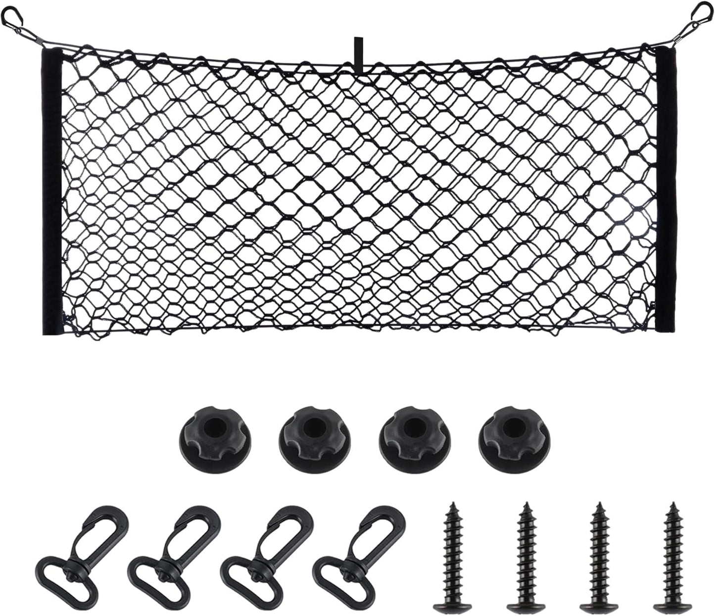 Truck Bed Cargo Net Stretchable, Adjustable Trunk Storage Net with Hook, Accessories for Pickup Bed Divider Organizer and Storage, Compatible with Chevy Silverado Ford F150 GMC (50"X 18")