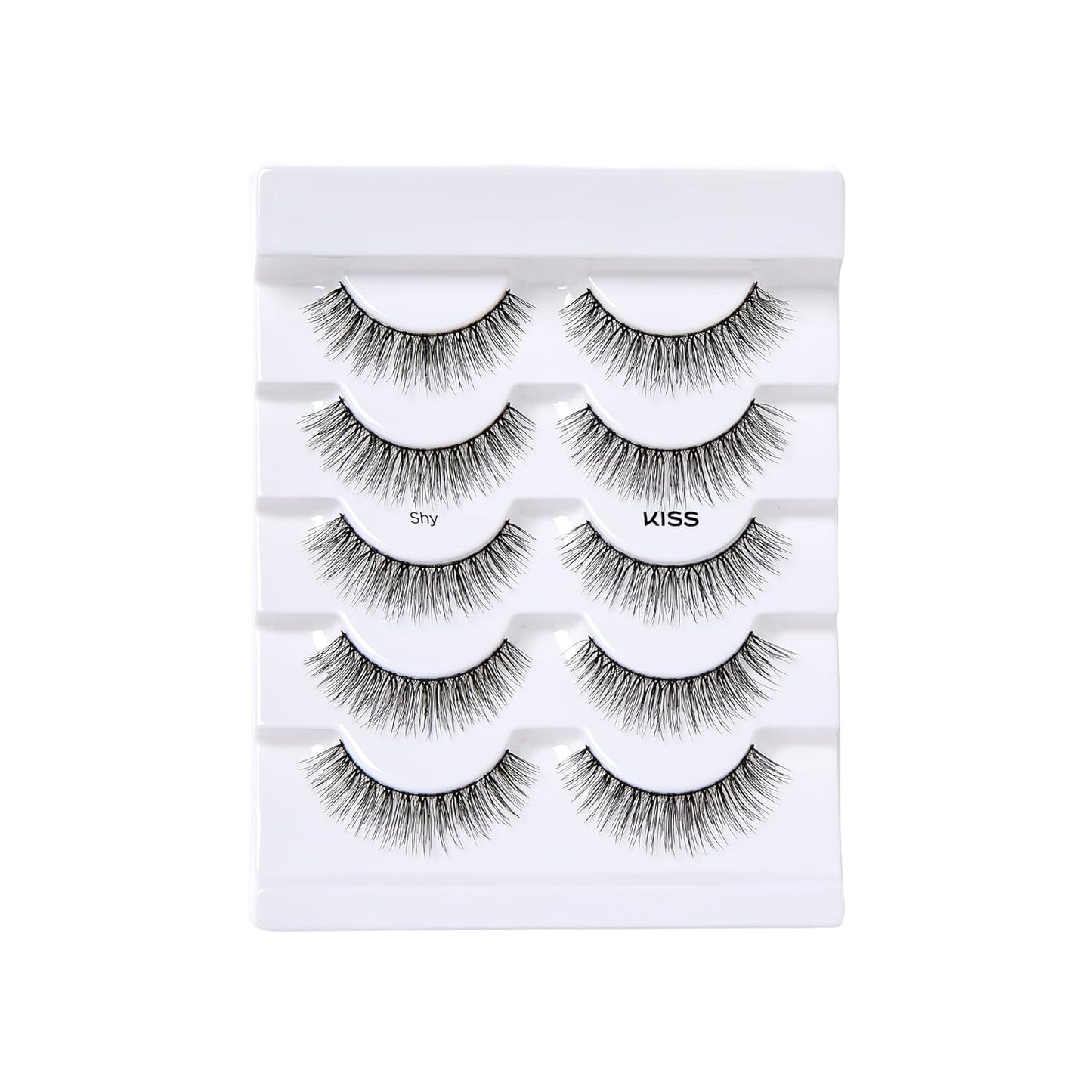 Looks so Natural, False Eyelashes, 'Shy', 12 Mm, Includes 5 Pairs of Lashes, Contact Lens Friendly, Easy to Apply, Reusable Strip Lashes, Glue On