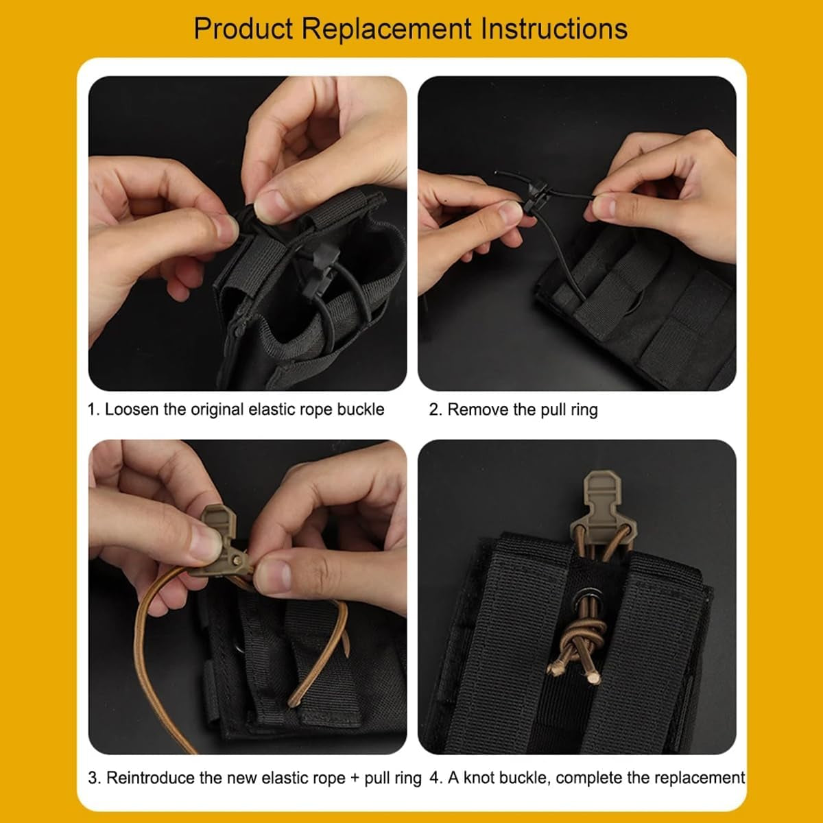 4Pcs Magazine Bag Pull Tab Adjustable Shock Cord Retainer Magazine Pouch Portable Nylon Pull Tab Accessories for Mag Pouch Vest