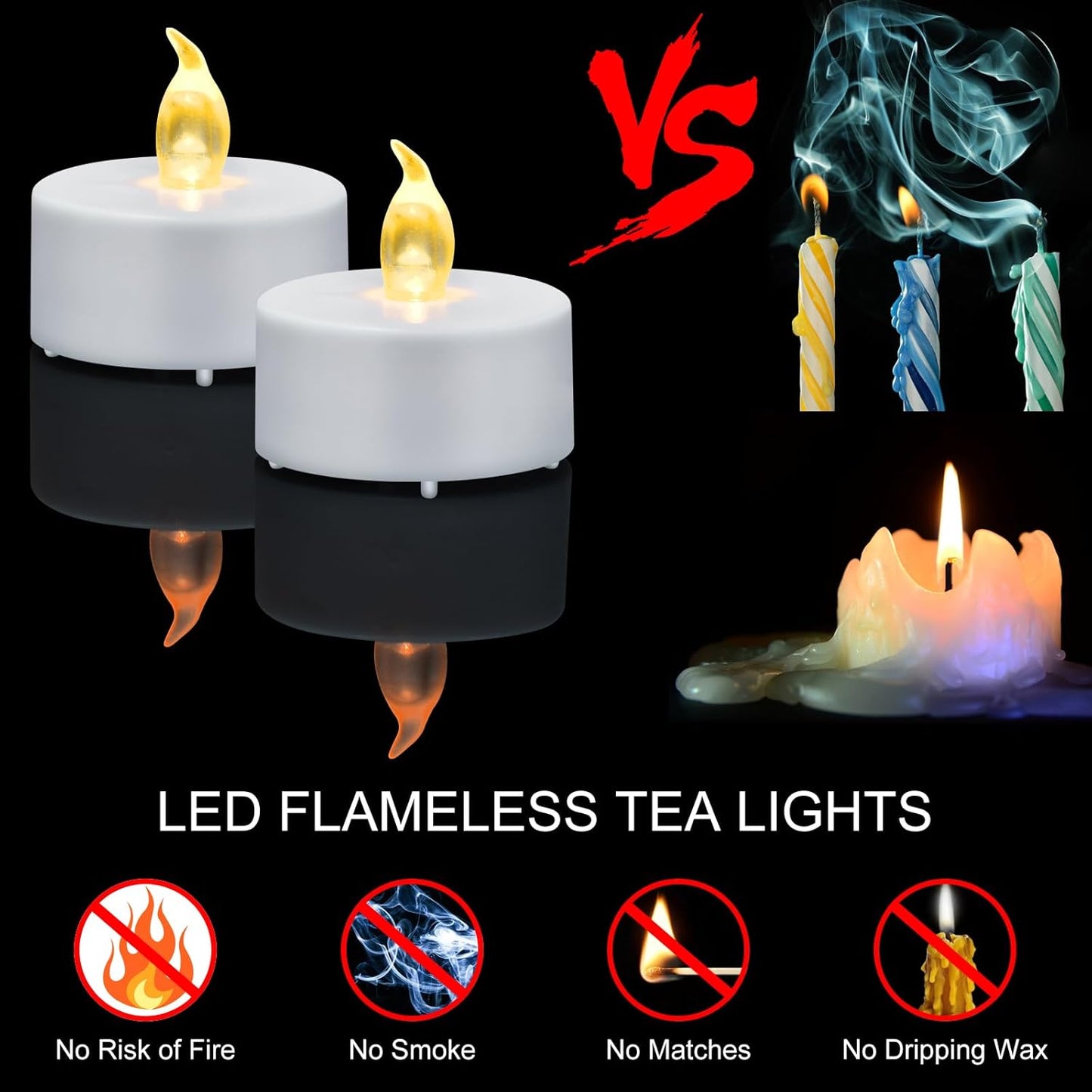Tea Light Candles with Remote Control,Flickering Flameless LED Candle,Long Lasting 400+Hours,Battery Operated with Timer for Home Decoration Seasonal &Festival Celebration Warmyellow (24Pcs)
