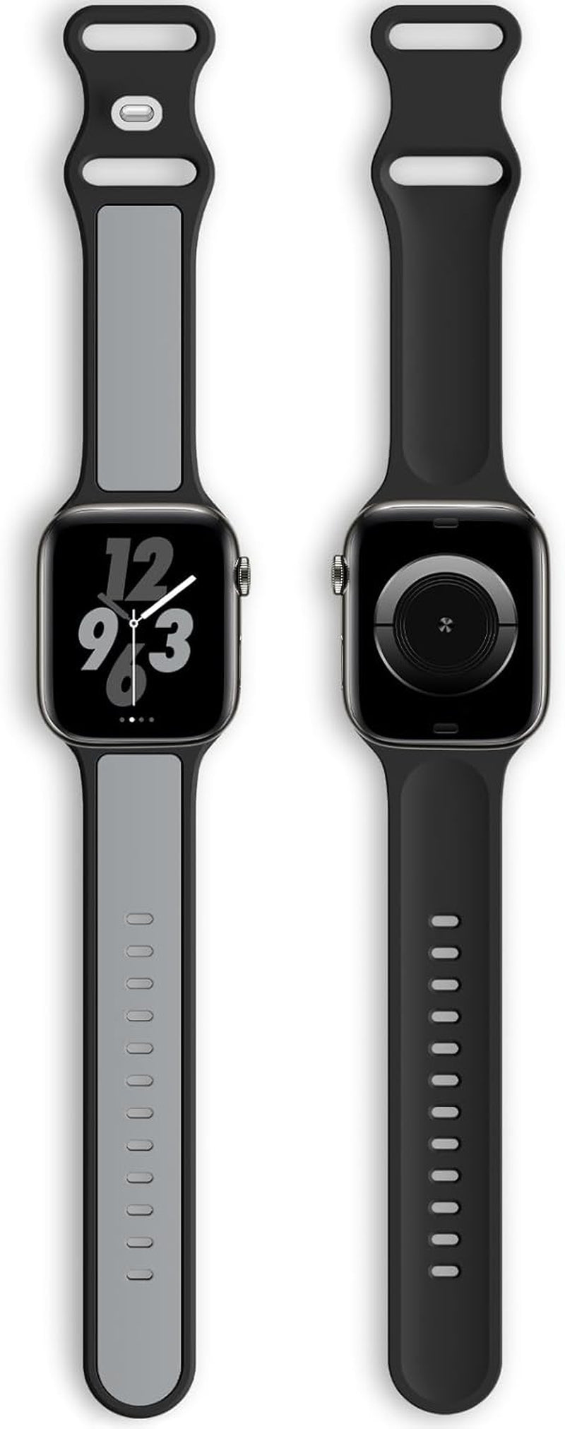 Two-Toned Dual Color Bands Compatible with Apple Watch 38Mm 40Mm 41Mm 42Mm 44Mm 45Mm 49Mm, Replacement Soft Silicone Sport Strap for Iwatch Series 9/8/7/6/5/4/3/2/1 Ultra/Ultra 2 SE Women Men
