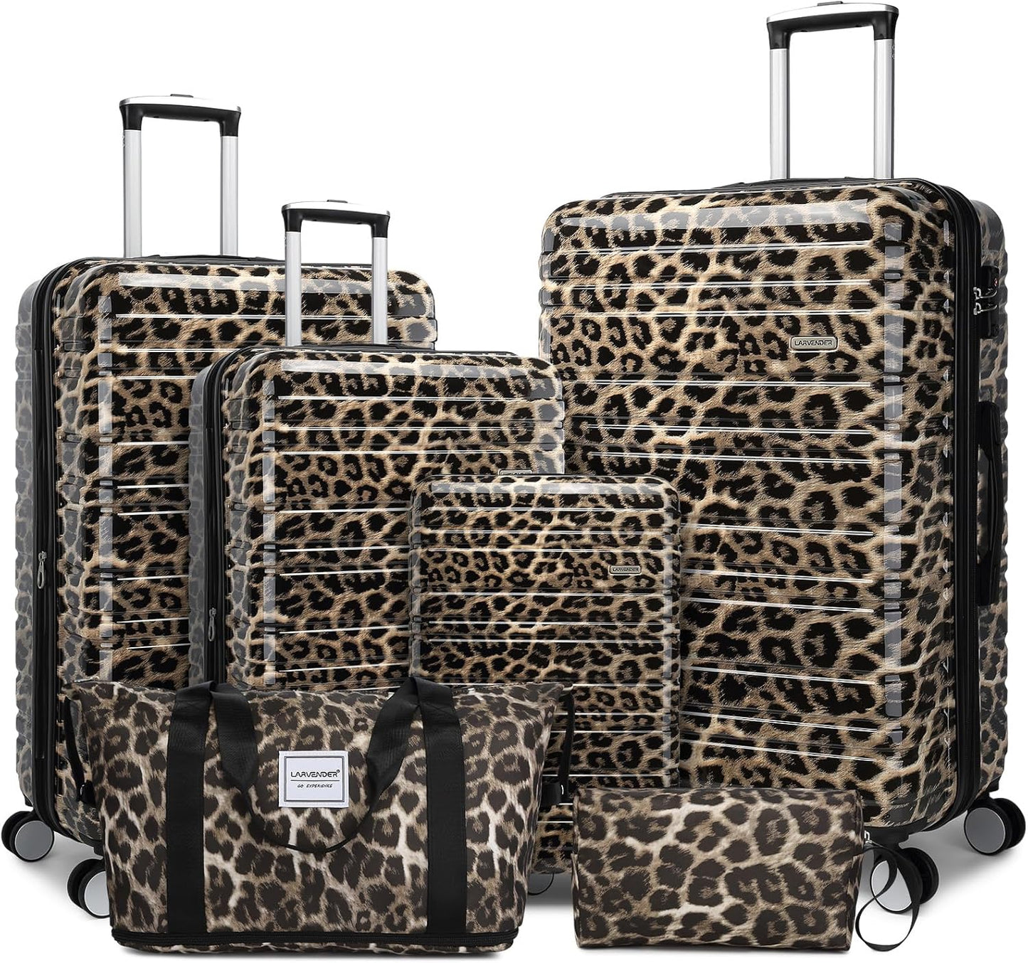 Luggage Sets 3 Piece, Hardside 20 in Carry on Luggage Airline Approved PC+ABS Suitcase Set with Spinner Wheels TSA Lock, Lightweight Rolling Suitcase for Men and Women, Leopard