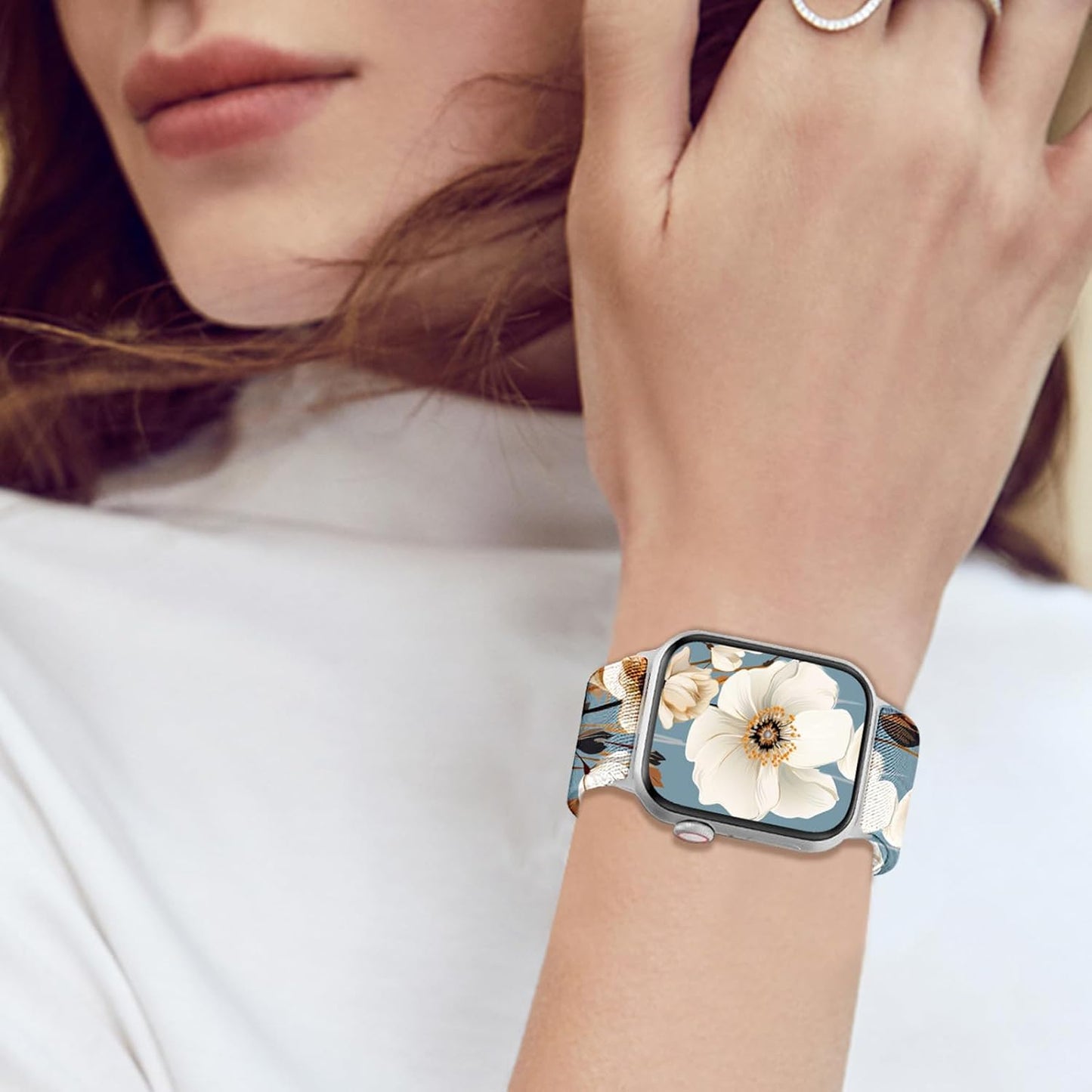 Stretchy Band Compatible with Apple Watch 38Mm 40Mm 41Mm 42Mm 44Mm 45Mm 49Mm for Women,Gradient Color Nylon Adjustable Straps for Iwatch Series 9 8 7 6 SE 5 4 3 2 1 Ultra Ultra 2