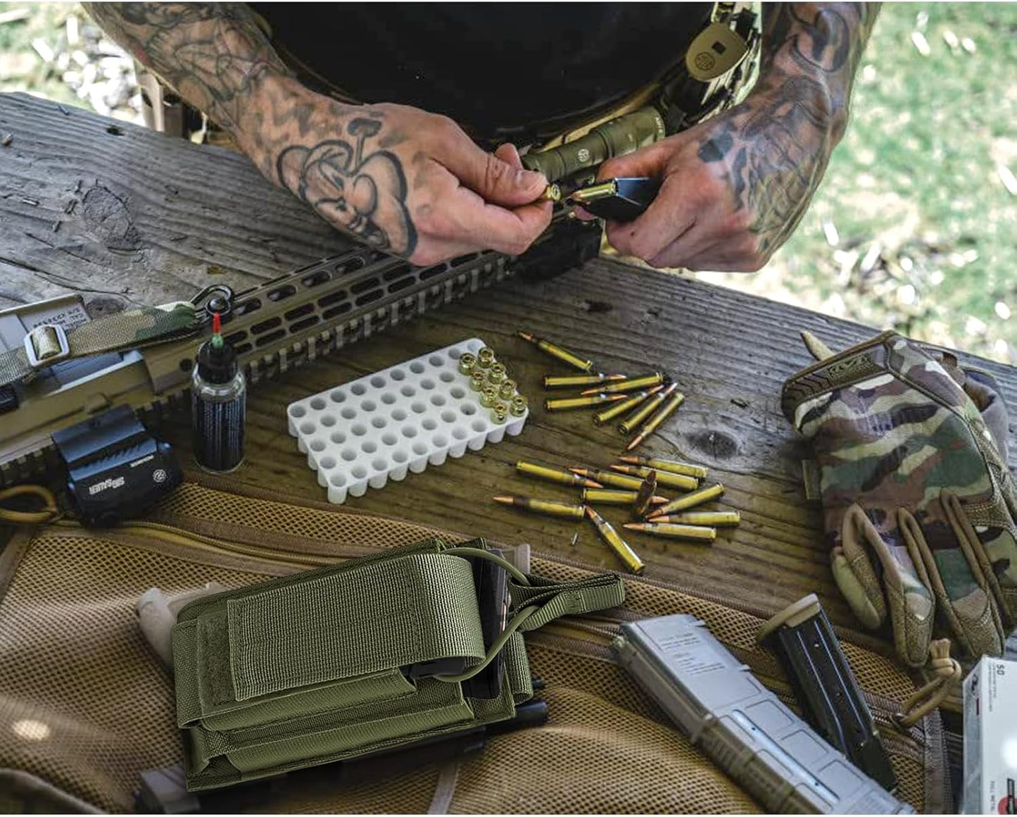 Tactical Molle Mag Pouch,Open Top Single/Double/Triple Stacker Magazine Pouch Holder,Rifle & Pistol Mag Pouch for M4 M14 M16 AK AR