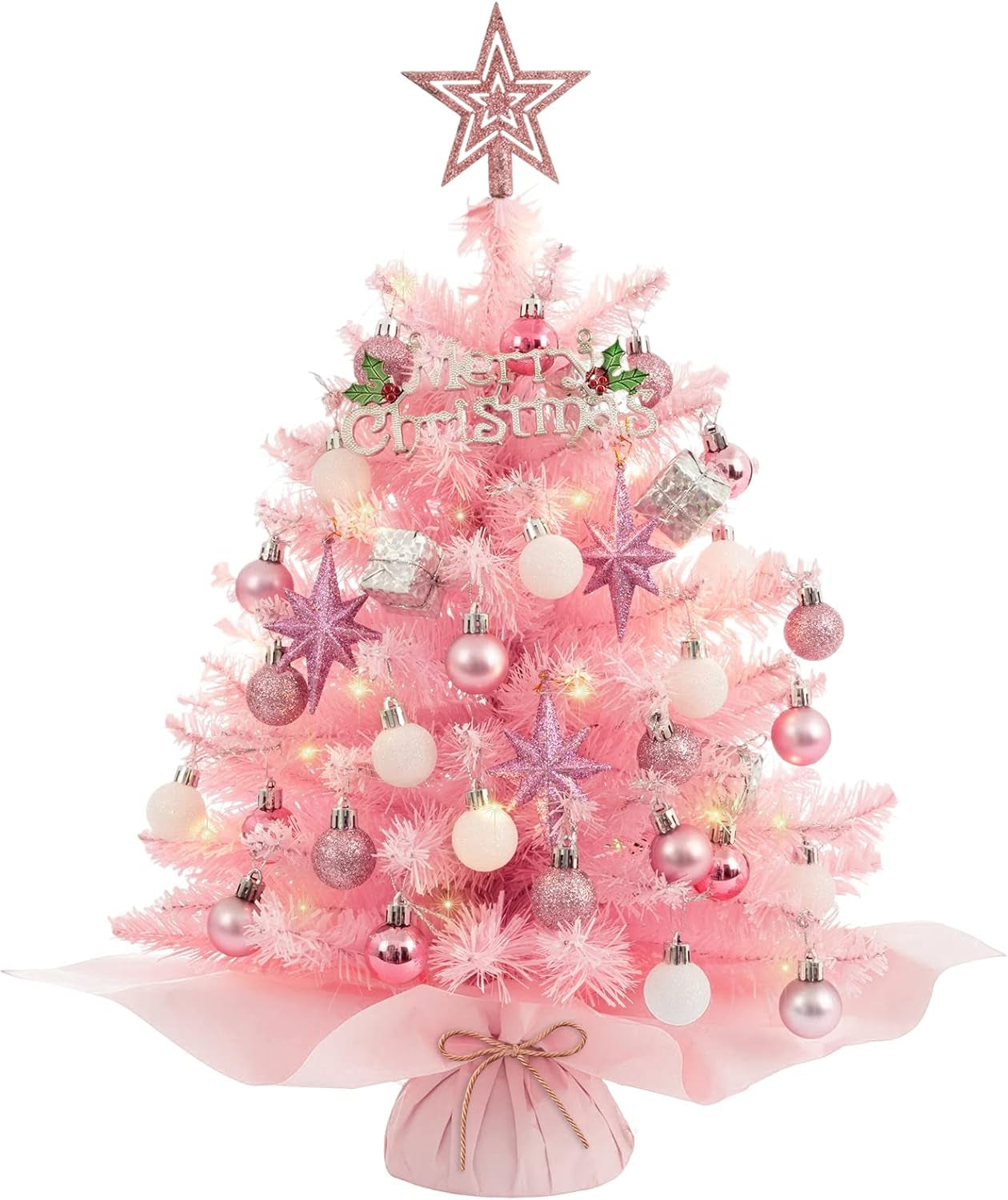 Mini Christmas Tree Christmas Pink Tree Artificial Christmas Tree Small Christmas Tree Holiday Tabletop Christmas Tree Holiday Decoration for Home, Office, Party