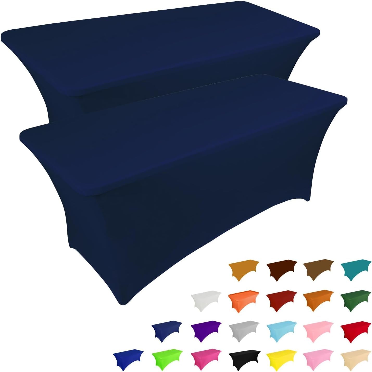 2 Pack 6FT Table Cloth for Rectangular Fitted Events Stretch Black Table Covers Washable Table Cover Spandex Tablecloth Table Protector for Party, Wedding, Cocktail, Banquet, Festival