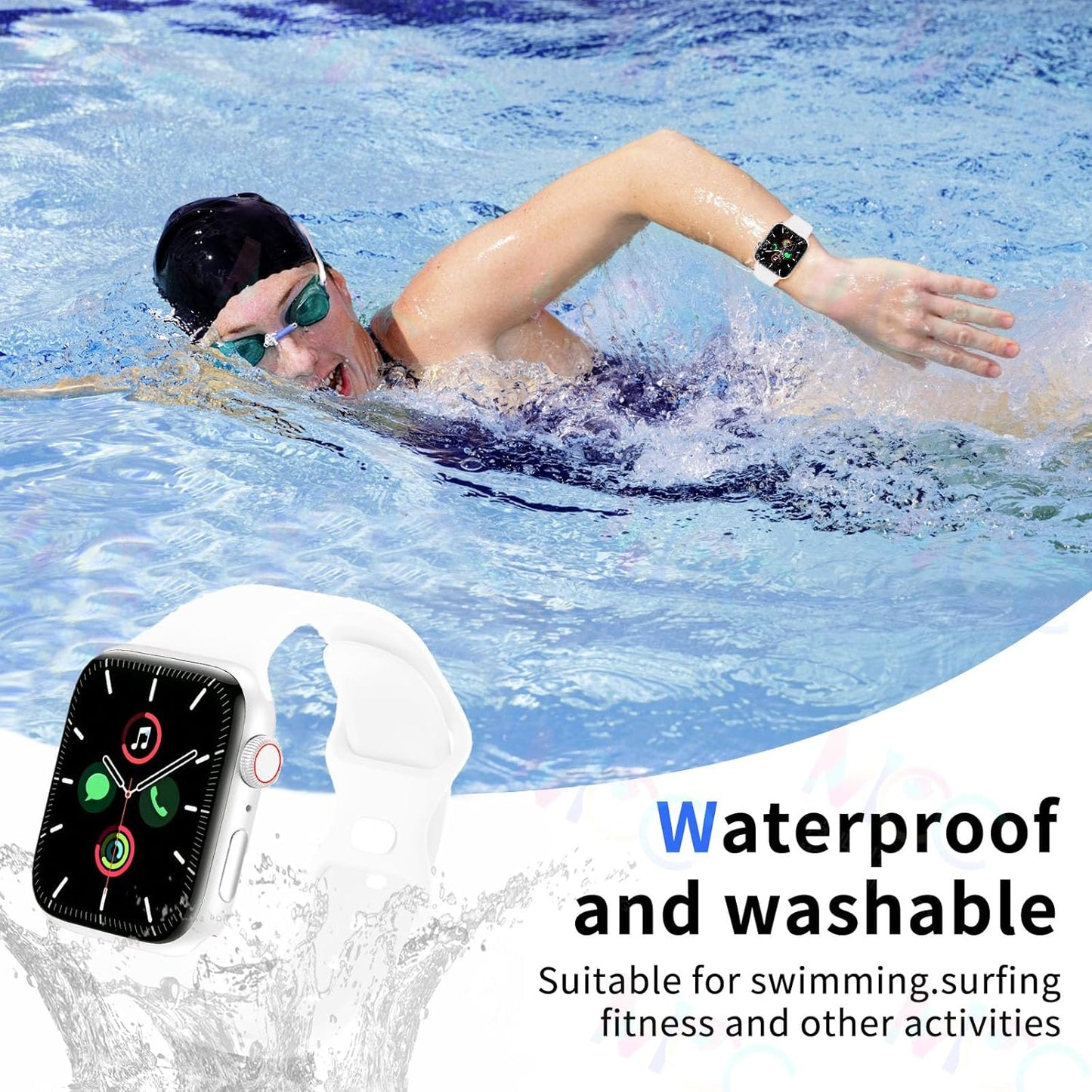 Band Compatible with Apple Watch 38Mm 40Mm 41Mm 42Mm 44Mm 45Mm 49Mm, Replacement Soft Silicone Sport Strap for Iwatch Series Ultra 9/8/7/6/5/4/3/2/1 SE Women Men