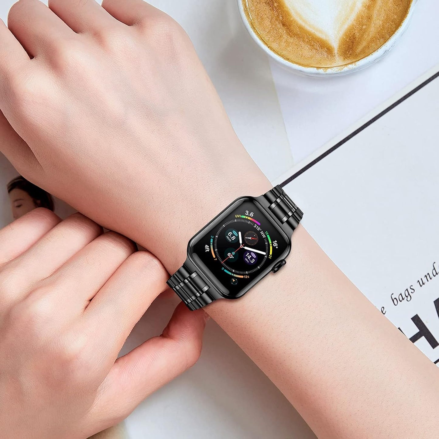Stainless Steel Bands Compatible with Apple Watch Band 38Mm 40Mm 41Mm 42Mm 44Mm 45Mm Woman Men, Adjustable Metal Replacement Strap for Iwatch Apple Watch Series 9 8 7 6 5 4 3 2 1 SE
