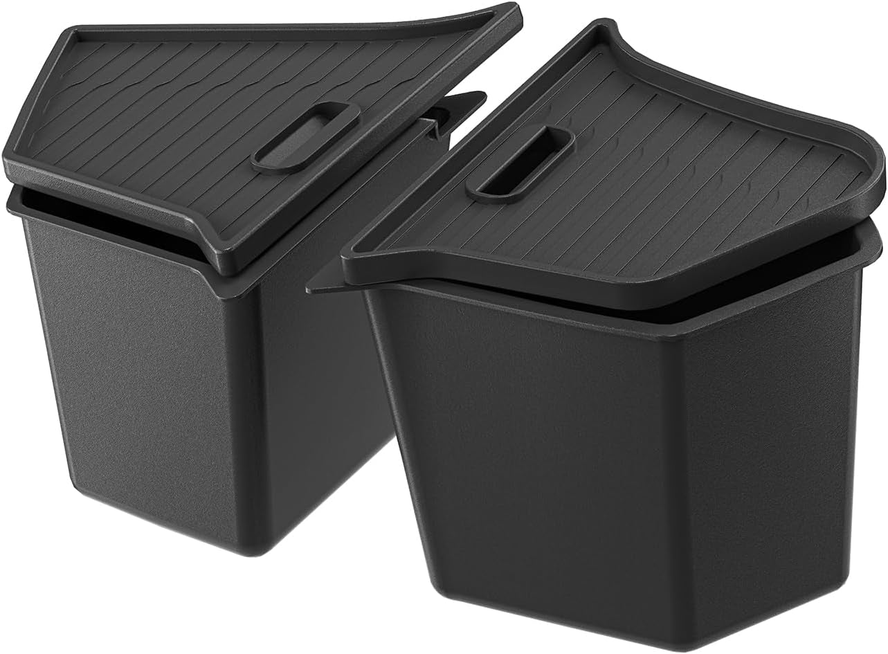 Model Y 5 Seater Rear Trunk Storage Bins with Lids 2 PCS Model Y Rear Trunk Storage Box TPE Waterproof Trunk Organizer Interior Accessories for Tesla Model Y 5 Seater 2020-2024-(Non 7 Seater)