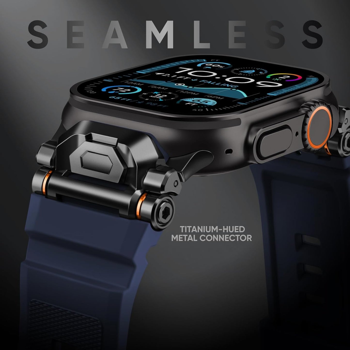Rugged Bands Compatible for Apple Watch Ultra 2/Ultra Band 49Mm 46Mm 45Mm 44Mm 42Mm, Silicone Sport Strap with Durable Stainless Steel Connector for Iwatch Series 10 9 8 7 6 5 4 3 SE