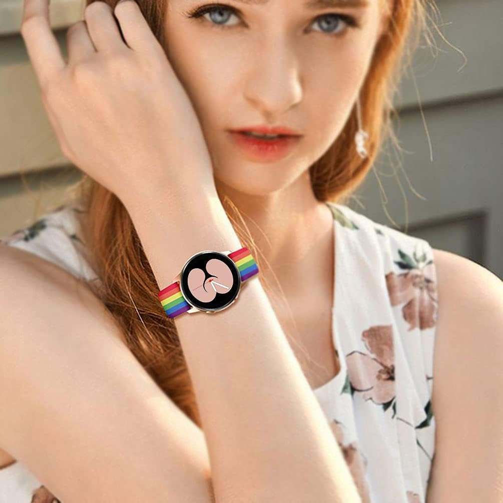 Compatible for Samsung Galaxy Watch 7 FE 6 5 4 Bands,Women Men Soft Silicone Pattern Printed Sport Replacement Strap Wristband for Galaxy Watch 6 Classic/5 Pro/4 Classic/Watch 3 41Mm (Rainbow)