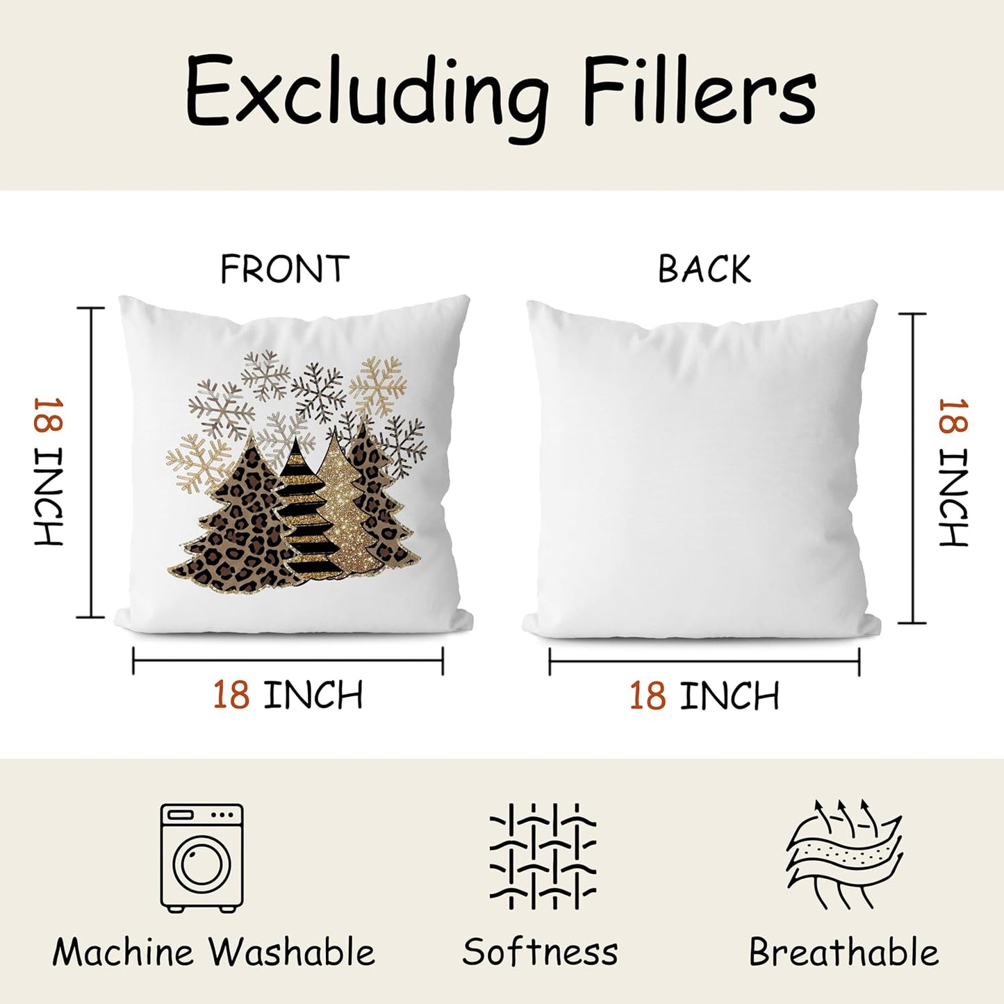 Christmas Pillow Covers Leopard Christmas Decorations Christmas Tree Santa Pillow Covers 18X18 Set of 4,Funny Santa Claus Decorative Pillow Cover,Leopard Print Pillow Covers