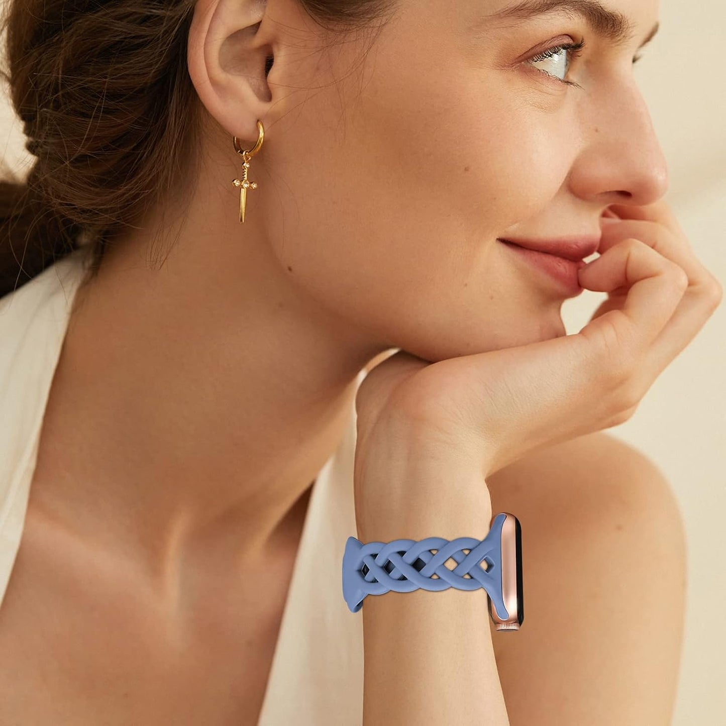 Slim Silicone Bands Compatible with Apple Watch Band 40Mm 38Mm 41Mm 44Mm 45Mm 42Mm Women Floral Breathable Braided Lace Thin Sport Strap Replacement Wristbands for Iwatch SE Series 9 8 7 6 5 4 3 2 1