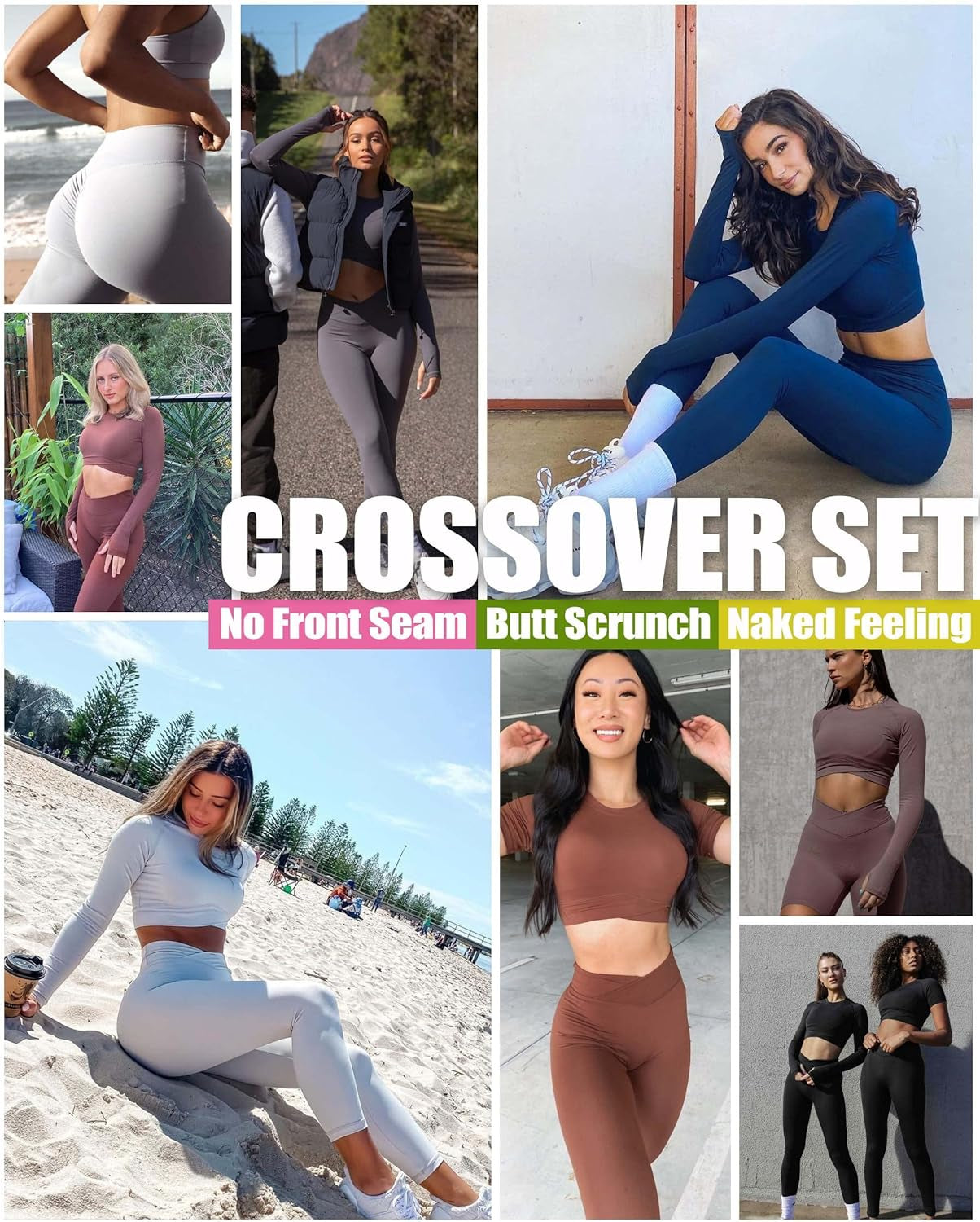 Snatched Waist Crossover Sets Naked Feeling Workout Gym Outfit Loungewear