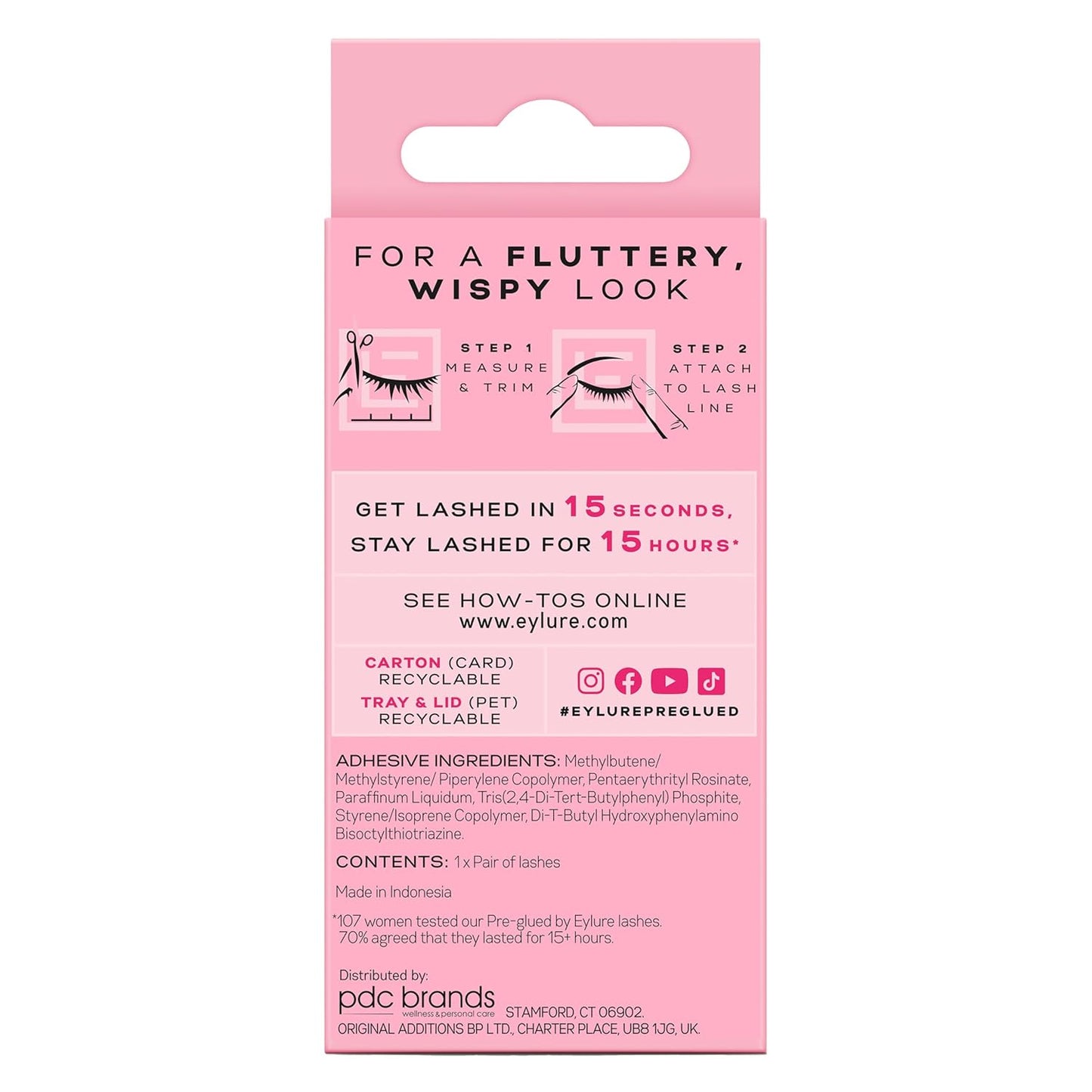 Press on Pre-Glued False Eyelashes, Wispy Light Texture Lash, No.117, 1 Pair