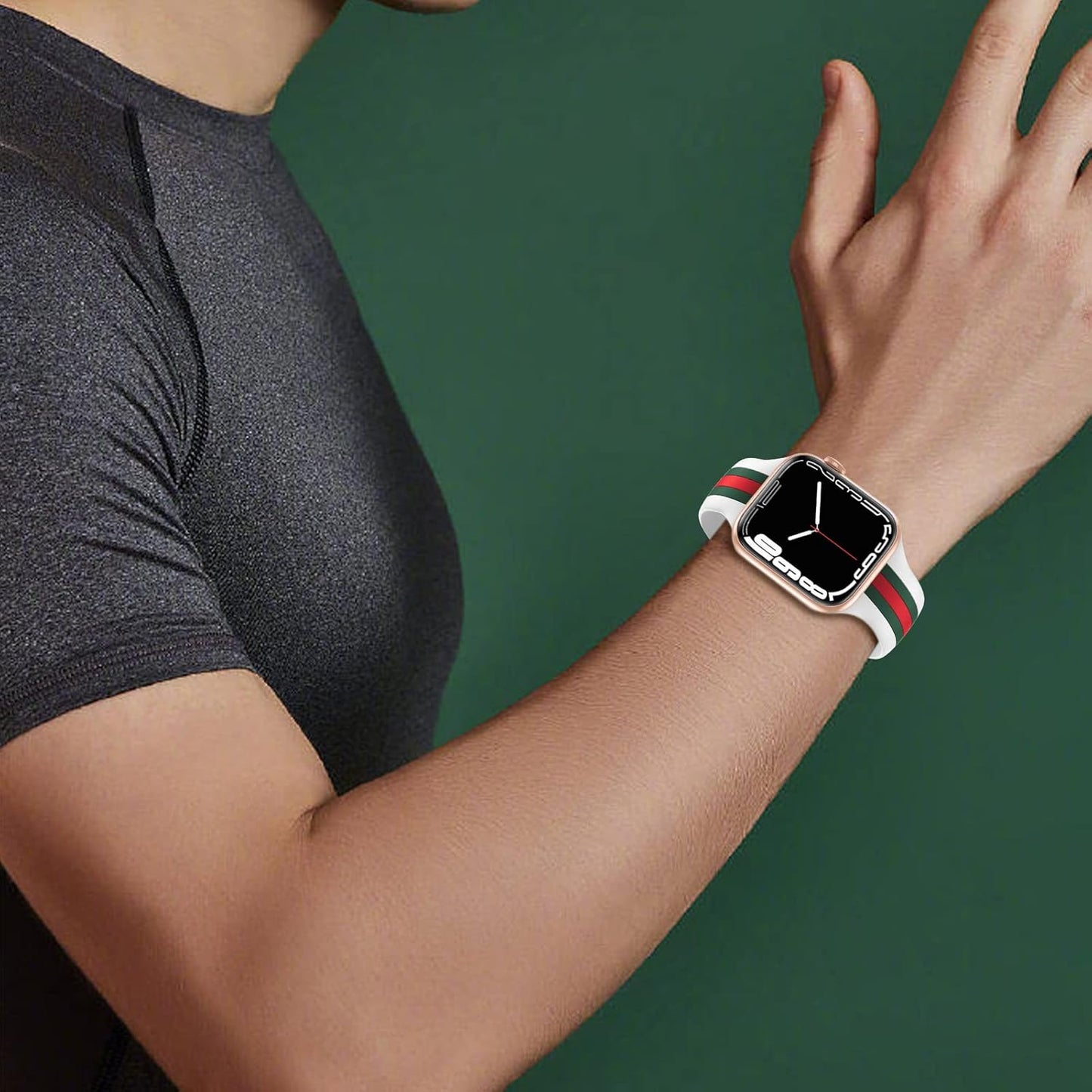 Designer Sport Bands Compatible with Apple Watch Band 38Mm 40Mm 41Mm 42Mm 44Mm 45Mm 49Mm Series 9 8 7 6 5 4 3 2 1 SE Women Men, Breathable Soft Silicone Strap Replacement Wristbands for Iwatch Bands