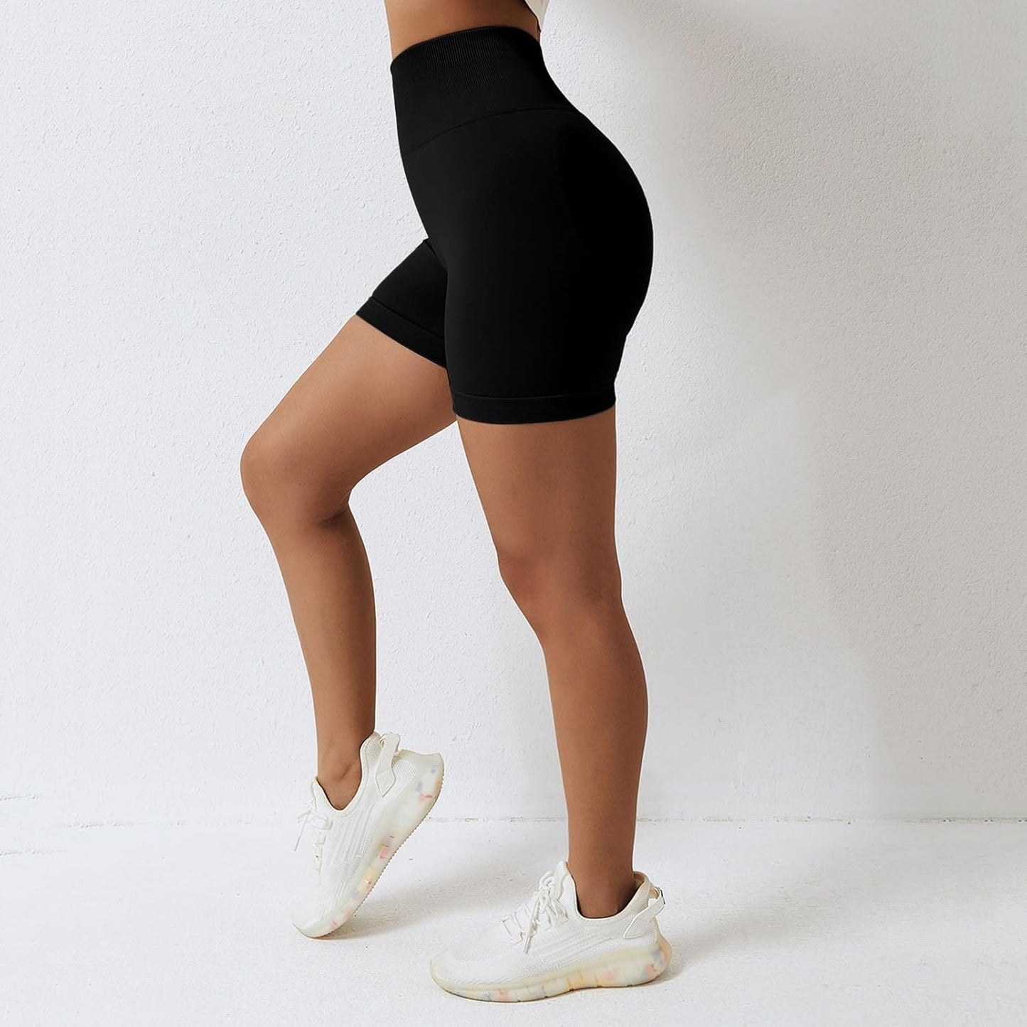 Butt Lifting Workout Shorts for Women V Cross Back Gym Shorts Seamless Scrunch Butt High Waisted Booty Shorts