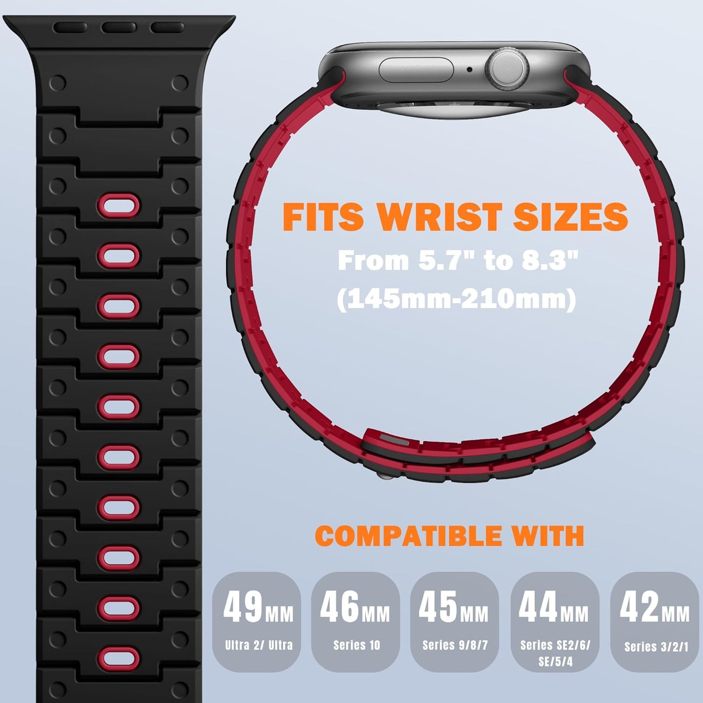 R-Nylon Fidlock Magnetic Buckle Band and Magnetic Watchband Compatible with Apple Watch Ultra Band/Apple Watch Ultra 2 Band - Durablebands for Iwatch Series 10 46Mm, 9/8/7 45Mm, SE/6/5/4 44M