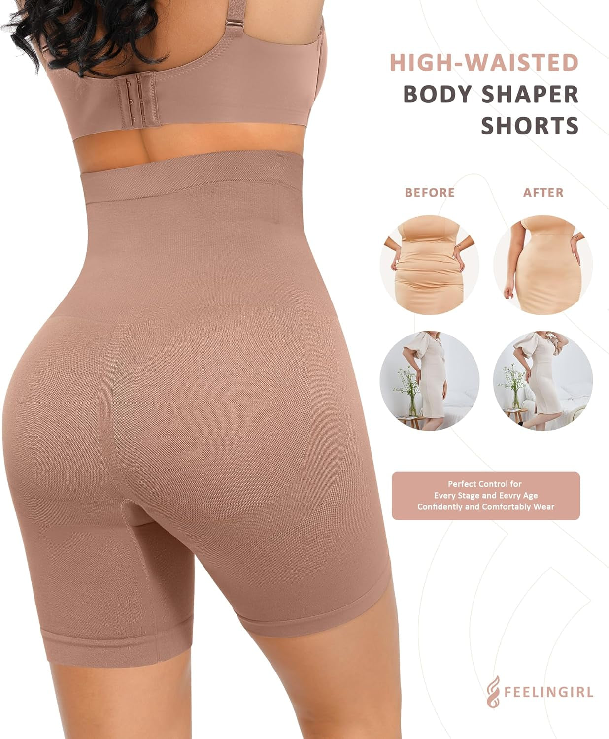 Tummy Control Shapewear Shorts Body Shaper for Women High-Waisted Thigh Slimming