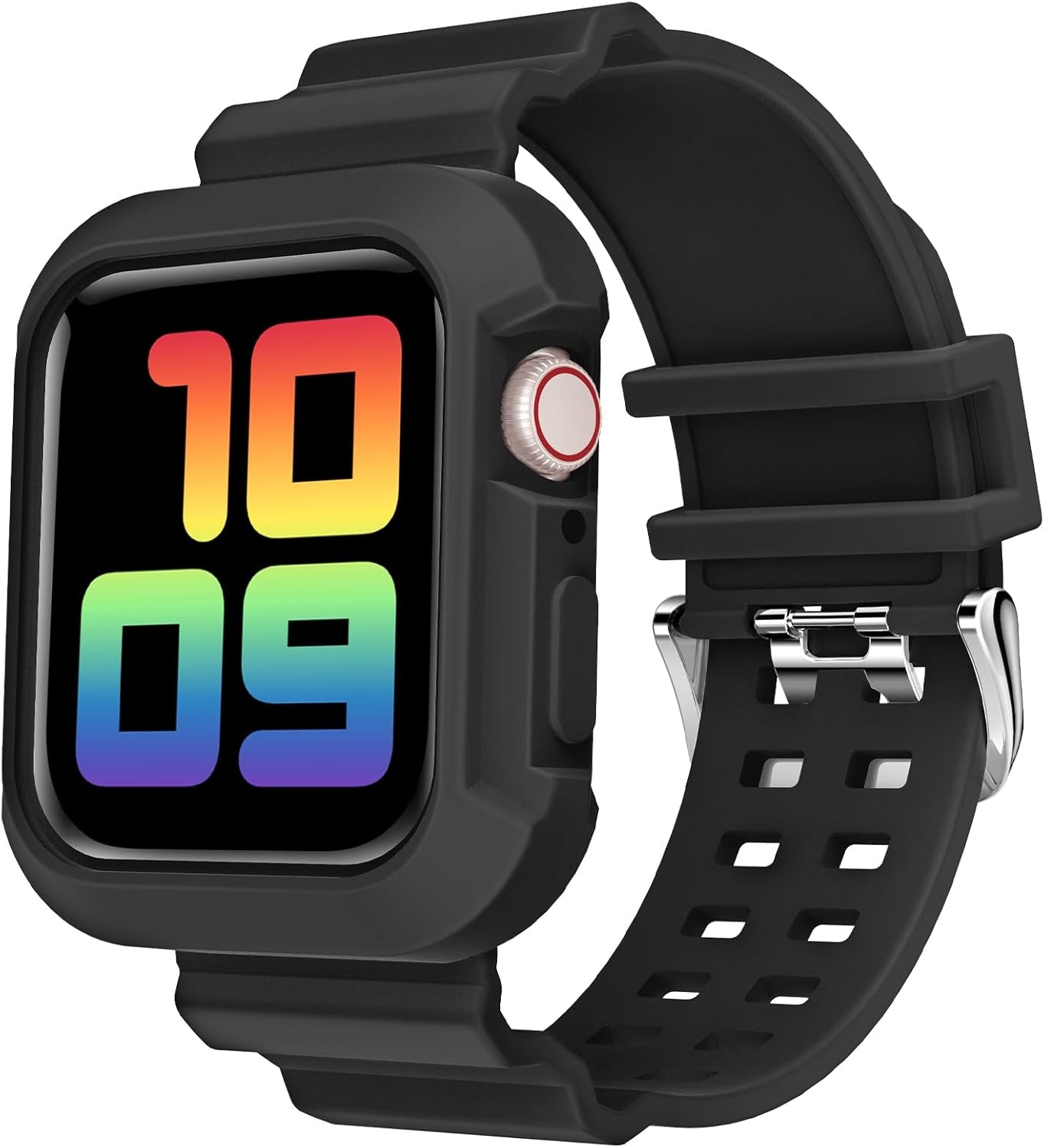 Compatible for Clear Apple Watch Band with Bumper Case, Women Men Glitter Bling TPU Sport Strap for Iwatch SE Ultra Series 10 9 8 7 6 5 4 3 2 1