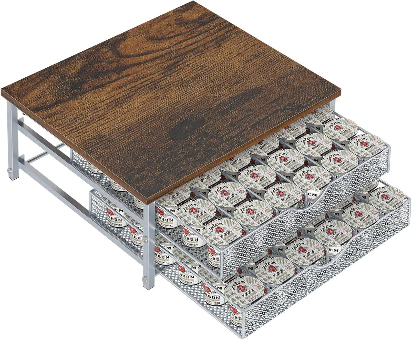 Coffee Pod Holder for Counter,72-Capacity Coffee Pod Storage Drawer with Sliding Baskets, Coffee Station Accessory (Black)