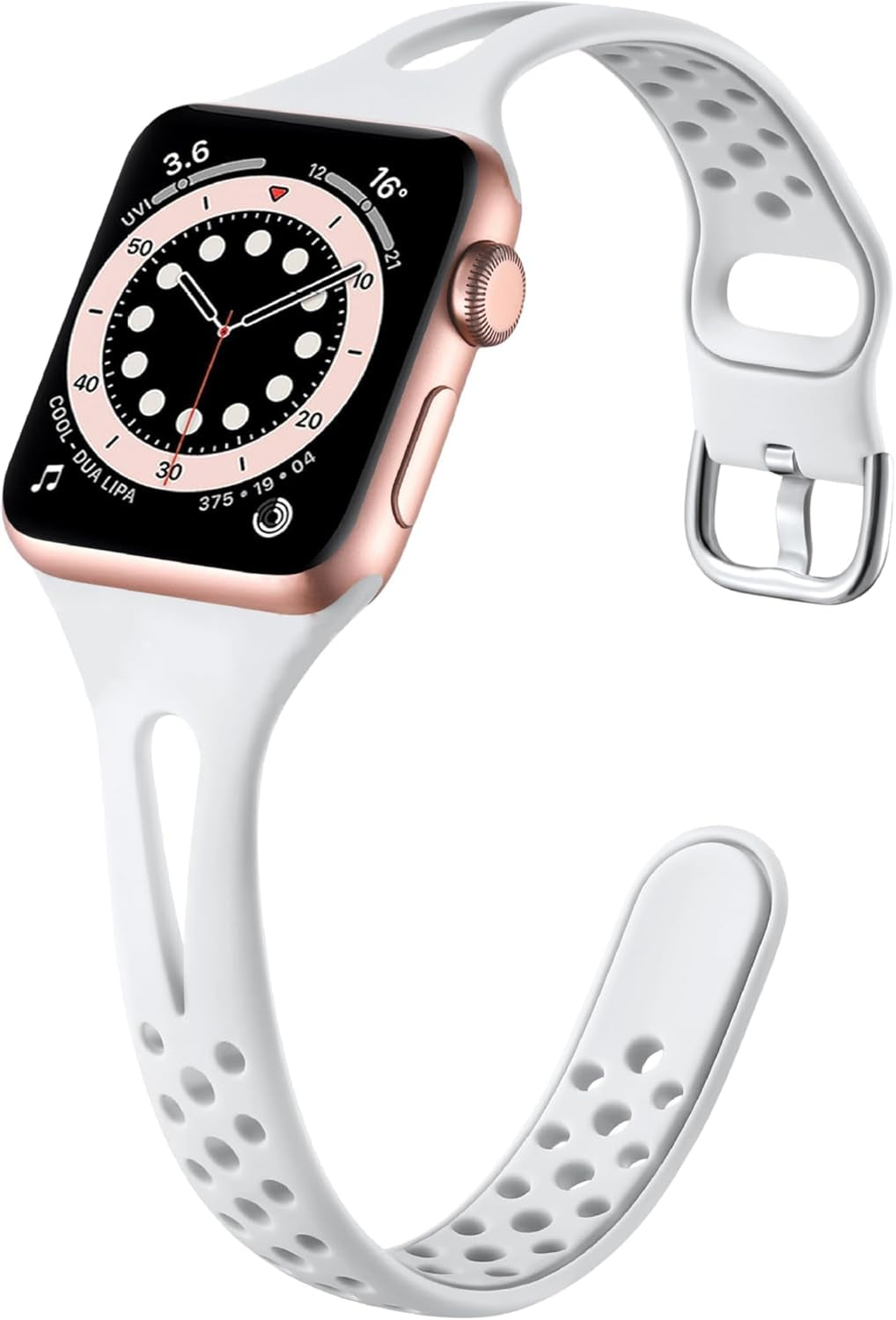 Slim Sport Band Compatible with Apple Watch Band Series 9 8 7 6 5 4 3 2 1/SE, 38/40/41 Mm, Women and Men, Soft Silicone Breathable Wristband, White