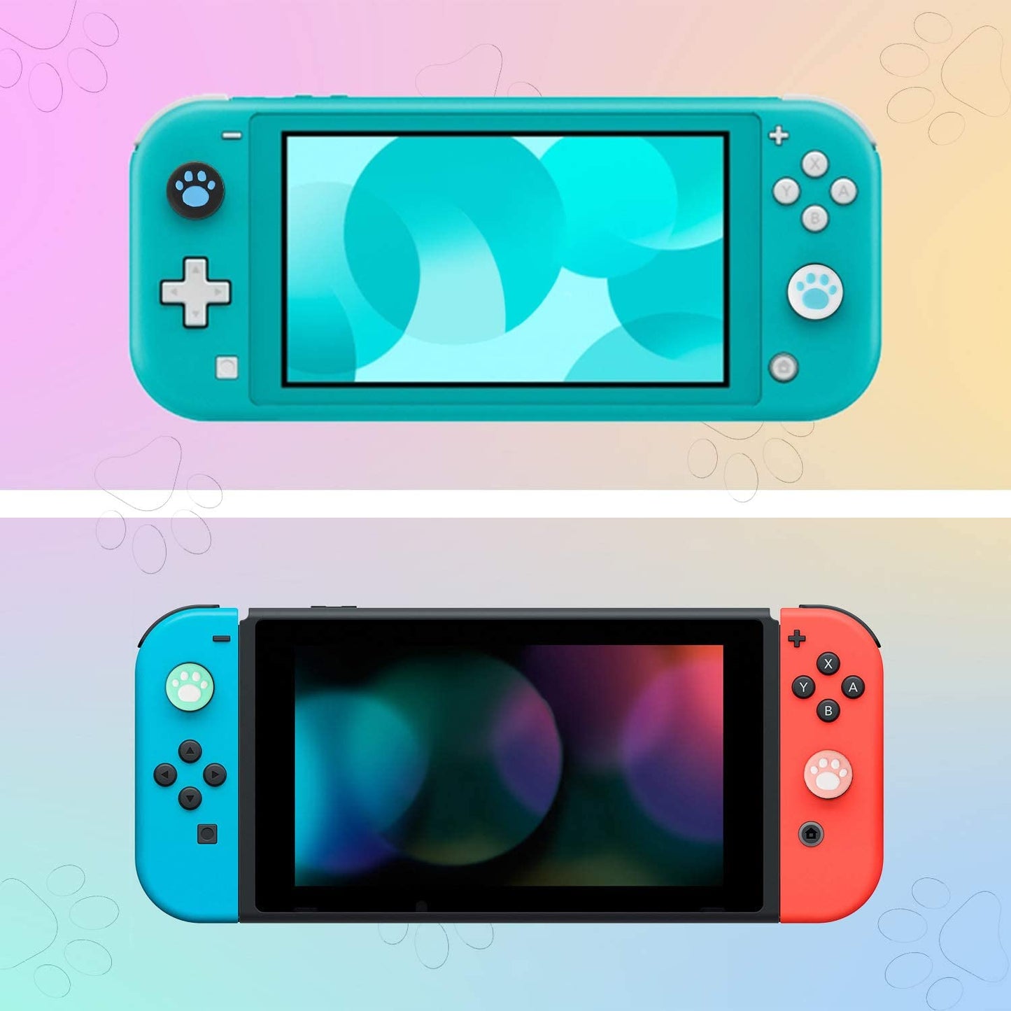 28 Pieces Replacement Cute Cat Claw Design Thumb Grip Caps Thumb Grips Analog Stick Cover Joystick Cap Soft Silicone Cover Compatible with Nintendo Switch, Switch Lite and Joy Con Controller